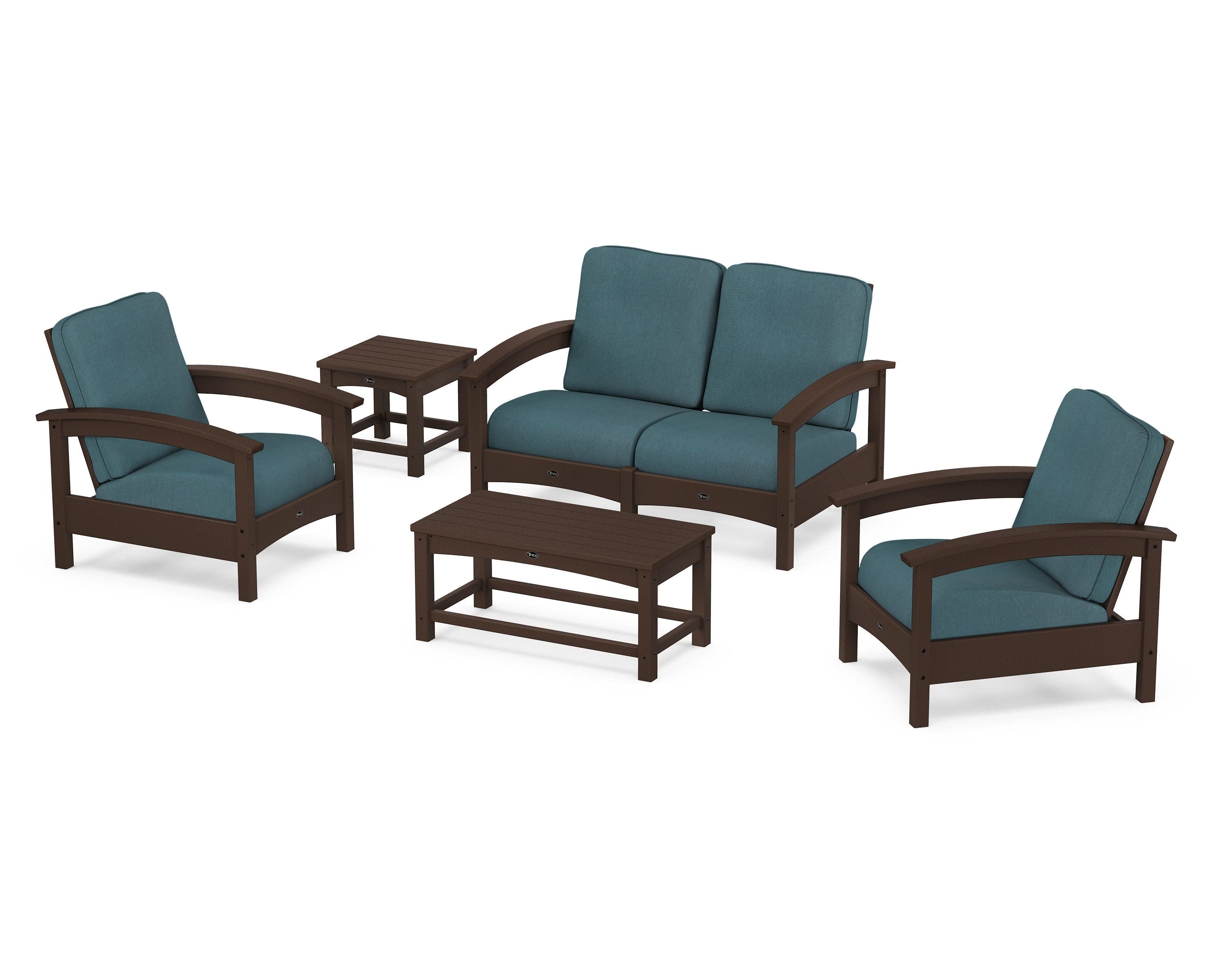 Rockport Club 6-Piece Deep Seating Conversation Set in Vintage Lantern / Ocean Teal