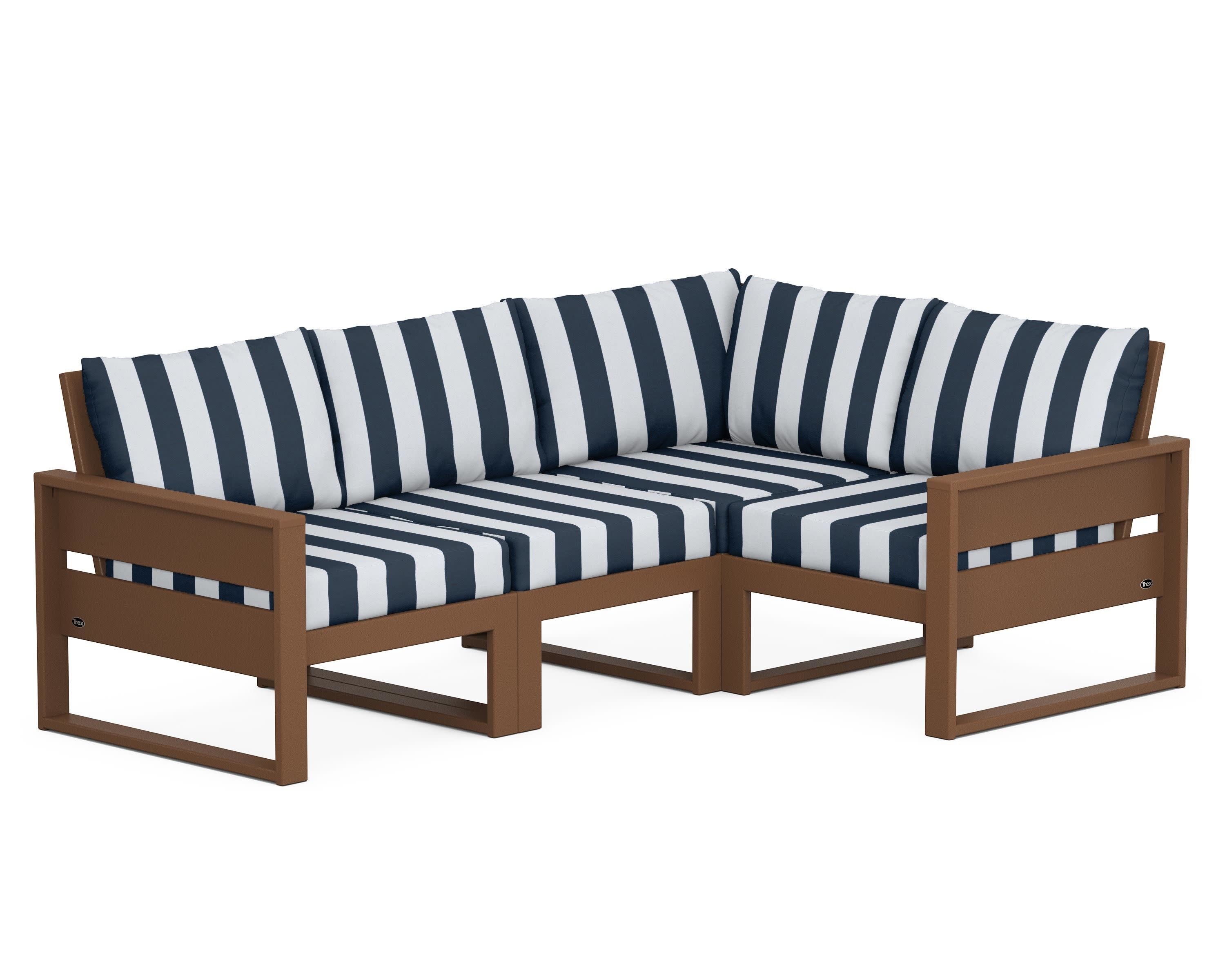 Eastport 4- Piece Sectional in Tree House / Cabana Stripe Marine Indigo