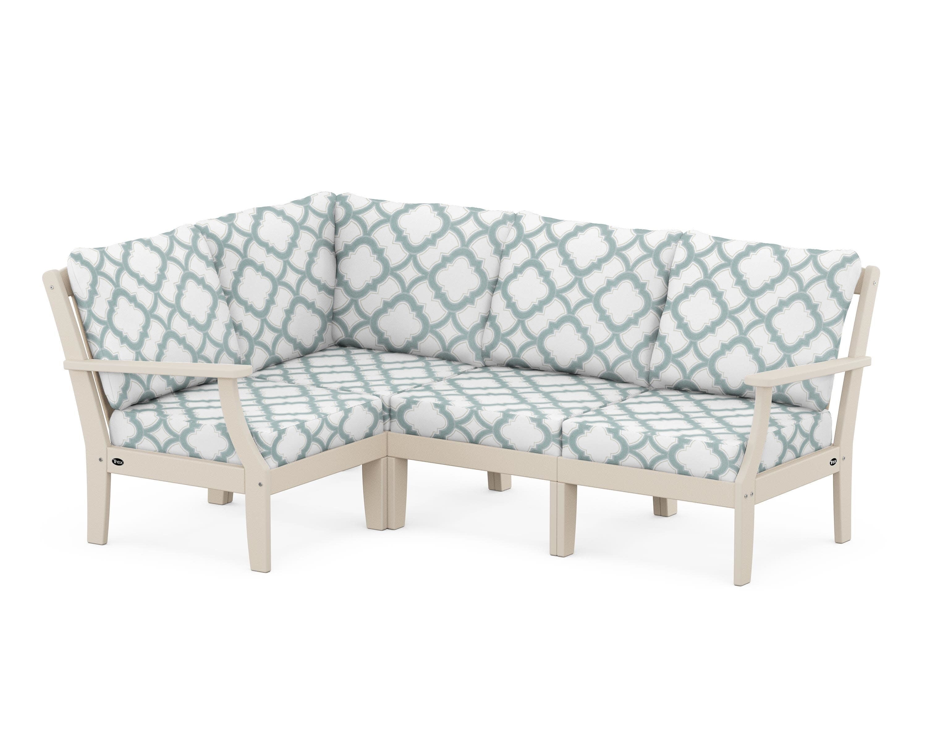 Yacht Club Modular 4-Piece Deep Seating Set in Sand Castle / Trellis Glacier Spa