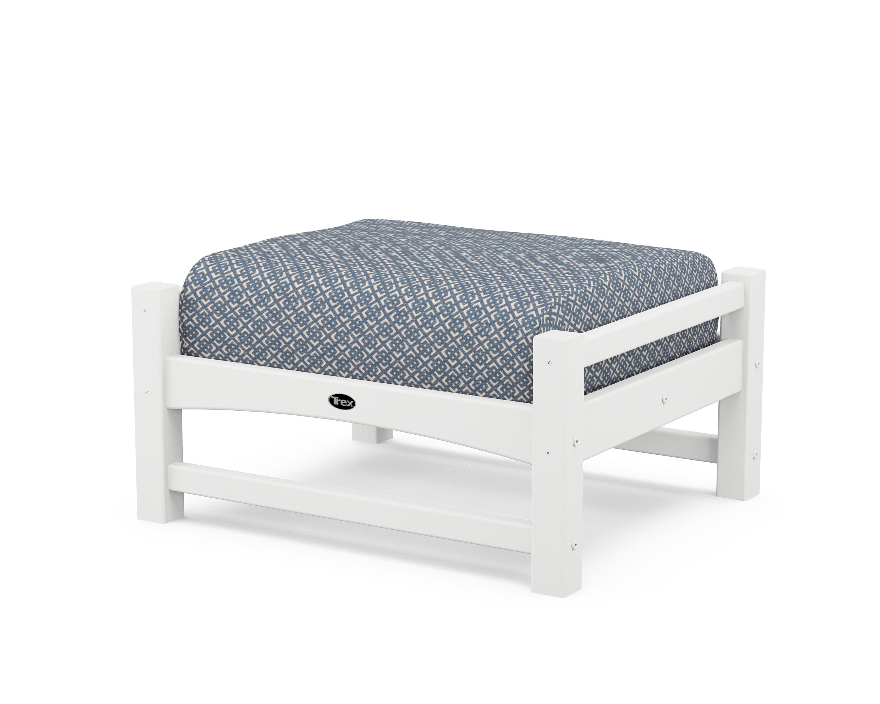 Rockport Club Ottoman in Classic White / Hopscotch