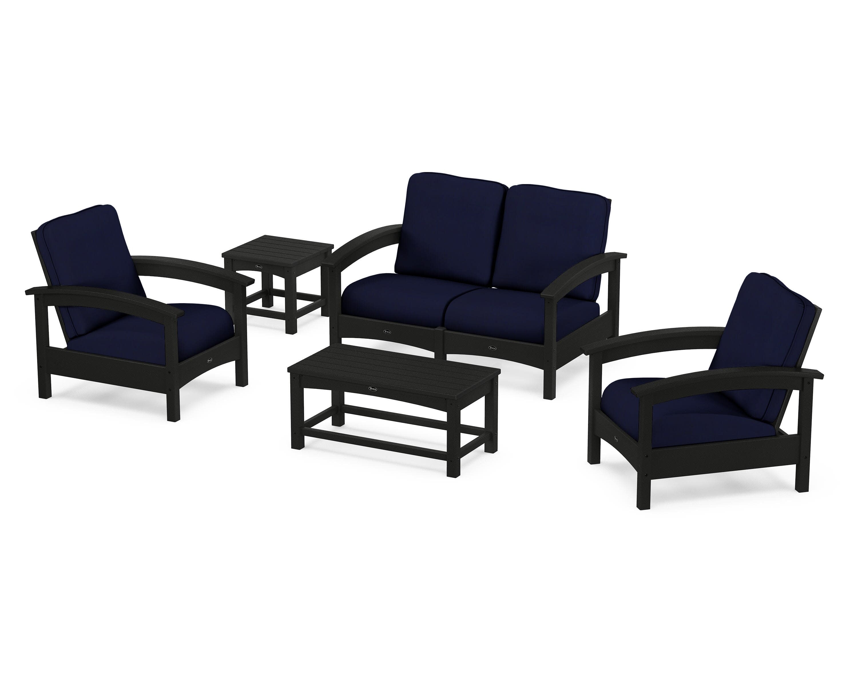 Rockport Club 6-Piece Deep Seating Conversation Set in Charcoal Black / Navy
