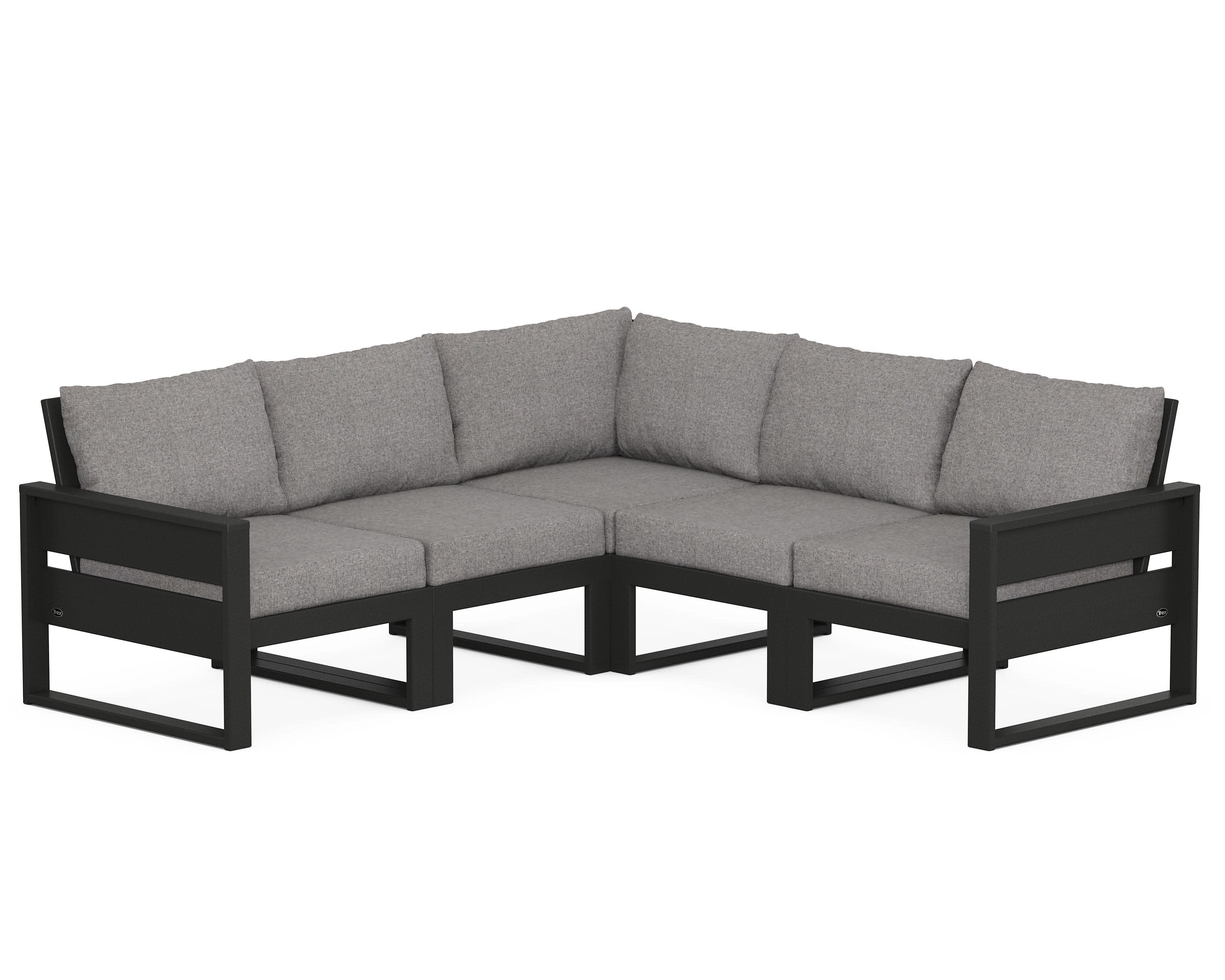 Eastport 5-Piece Sectional in Charcoal Black / Grey Mist