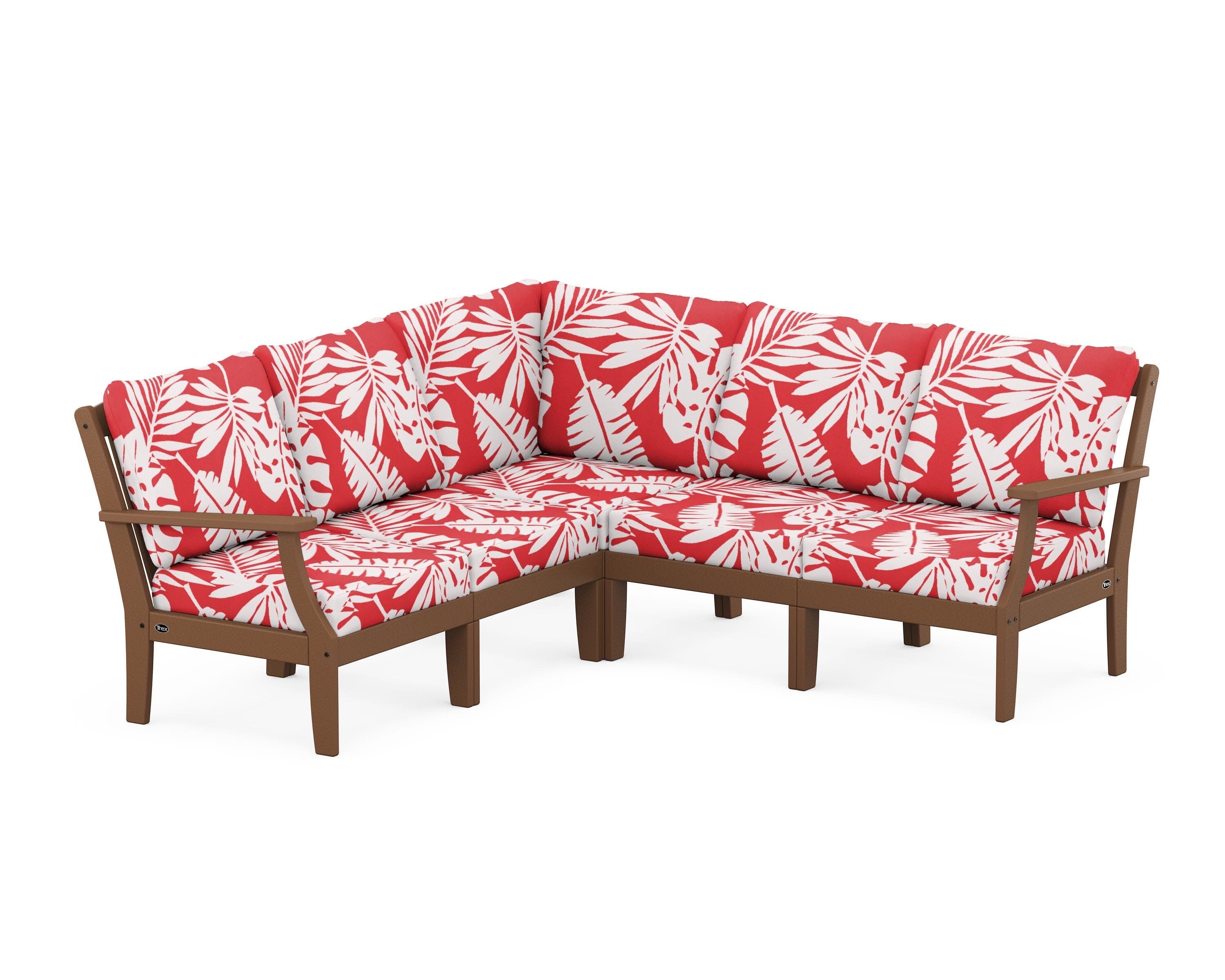 Yacht Club Modular 5-Piece Deep Seating Set in Tree House / Leaf Crimson