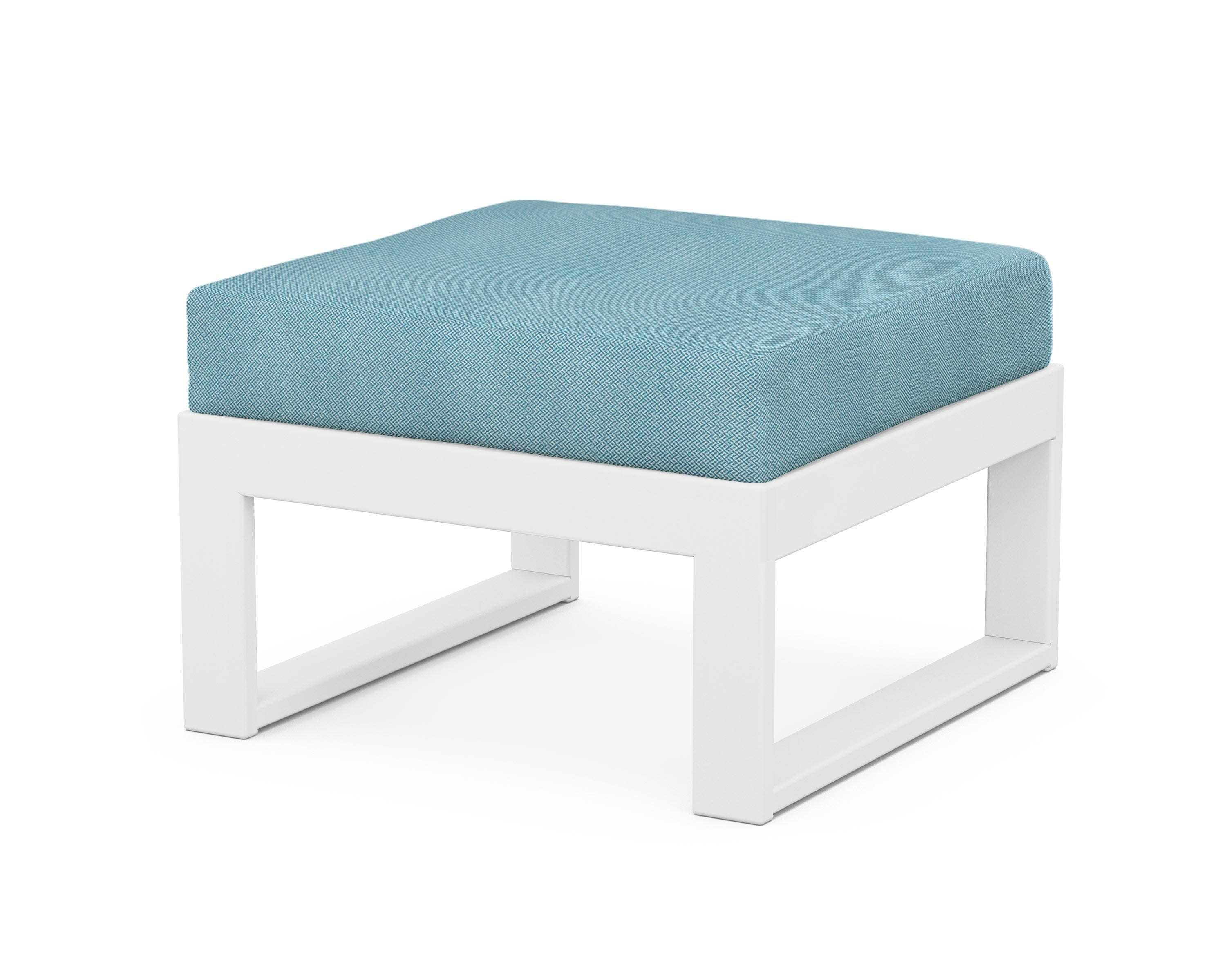 Modular Ottoman - Modern in White / Lattice Sky Blue