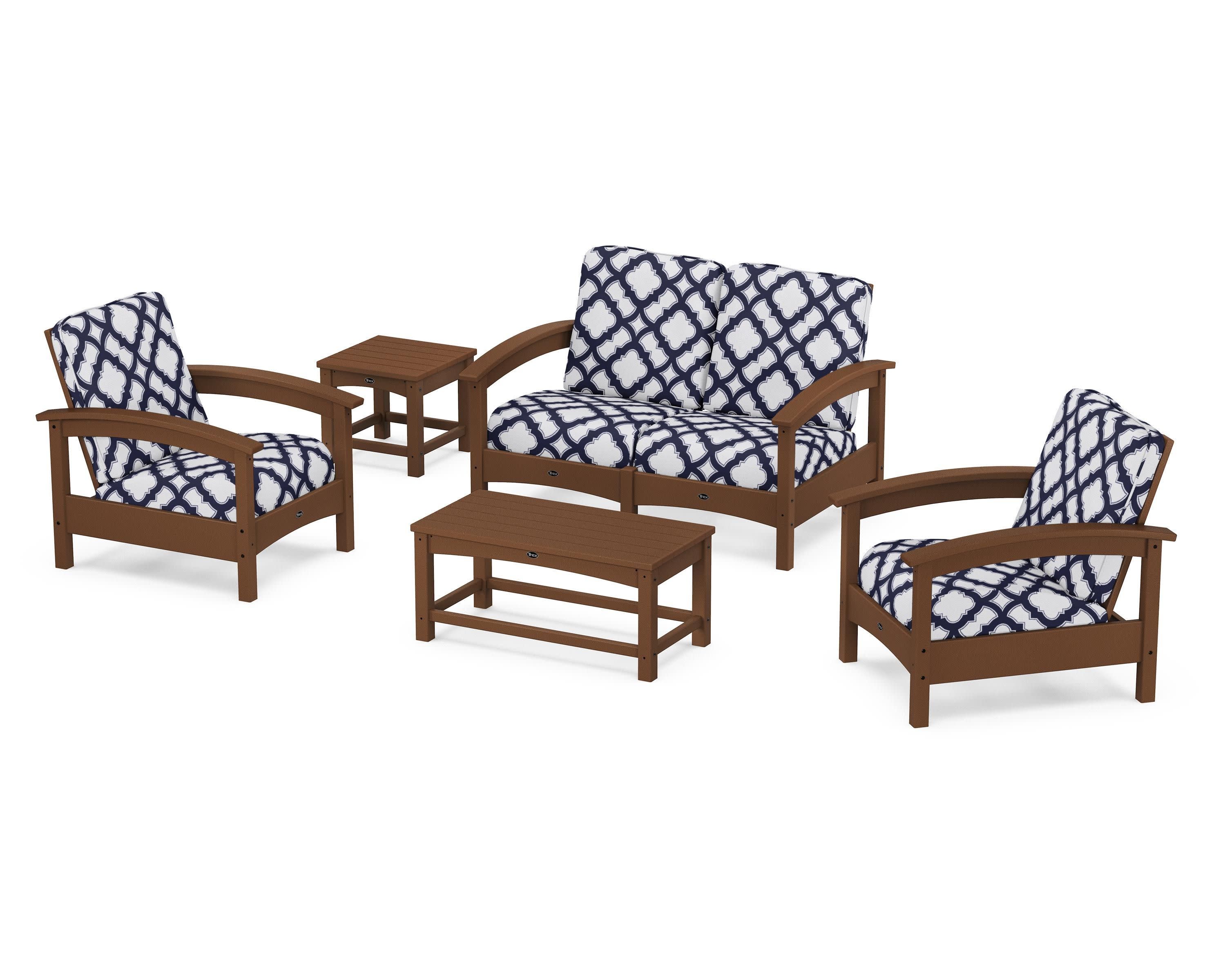 Rockport Club 6-Piece Deep Seating Conversation Set in Tree House / Trellis Navy