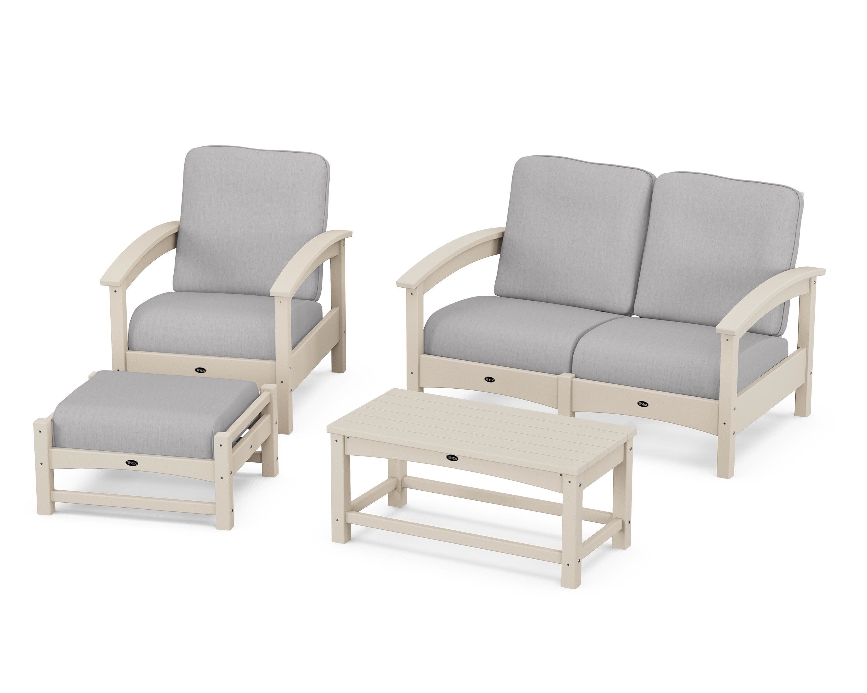 Rockport 4-Piece Deep Seating Conversation Group in Sand Castle / Granite