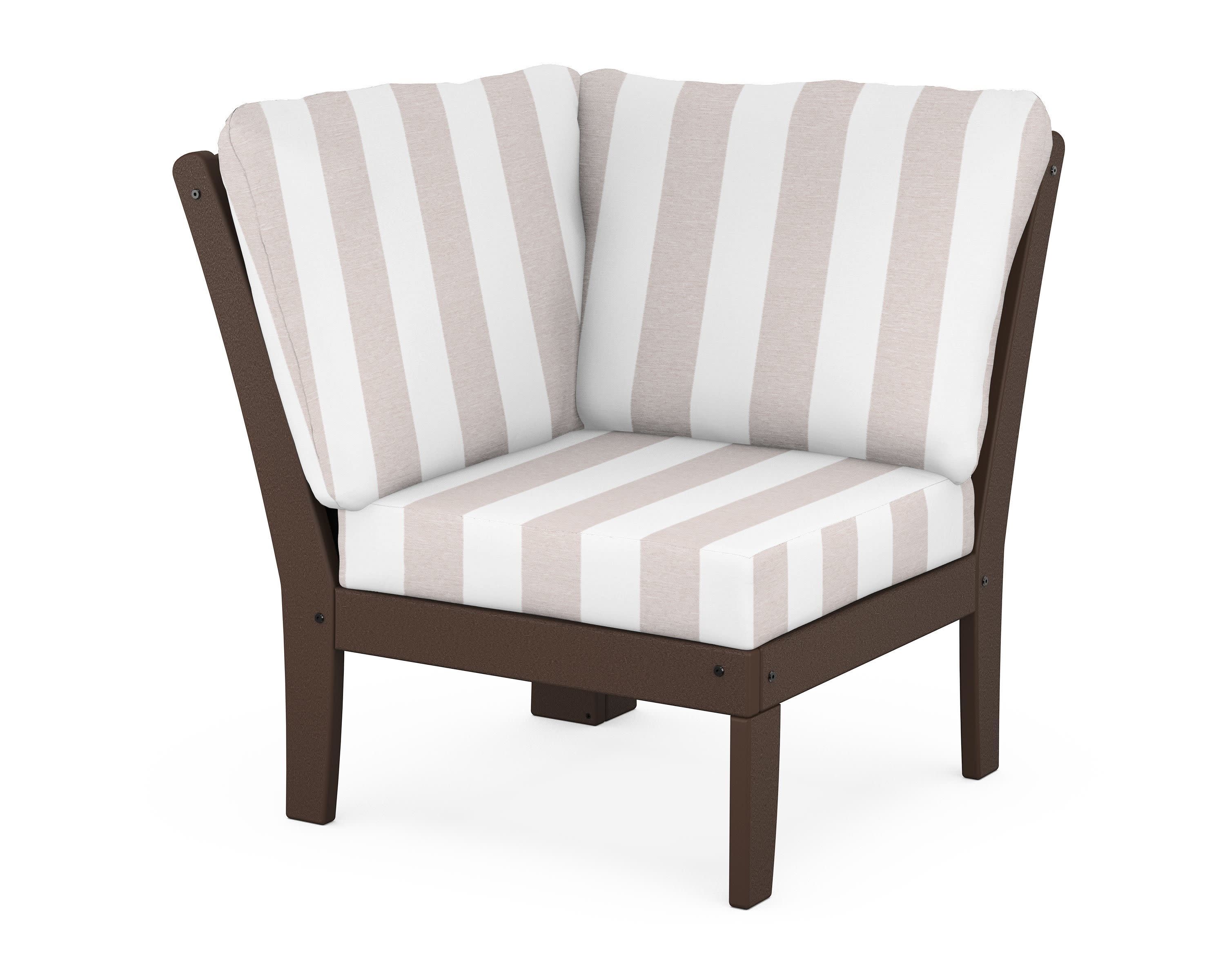 Yacht Club Modular Corner Chair in Vintage Lantern / Cabana Stripe Dune Burlap