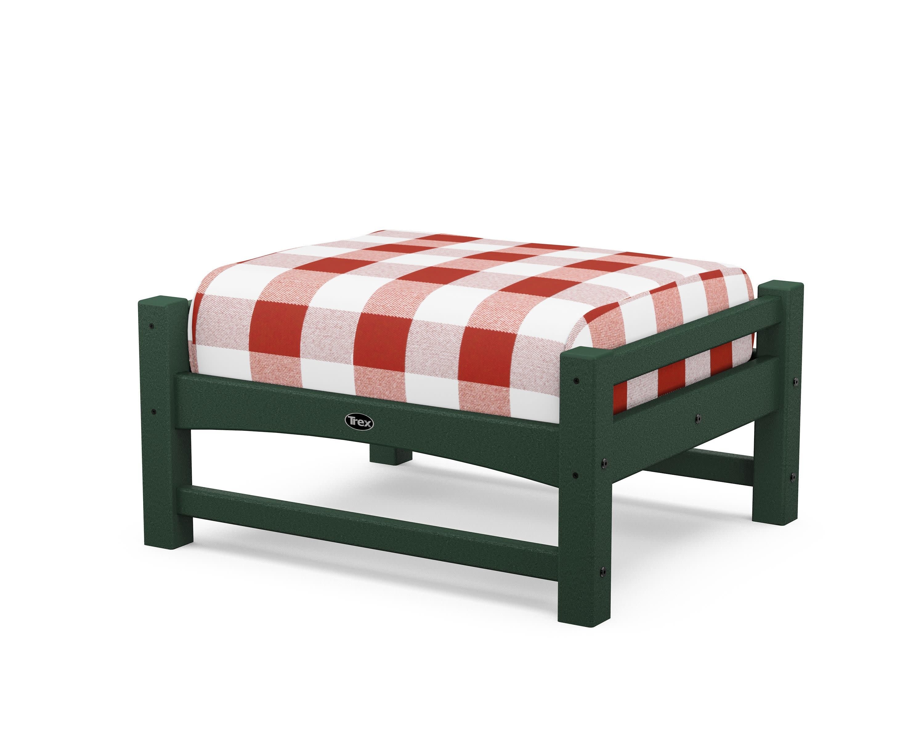 Rockport Club Ottoman in Rainforest Canopy / Buffalo Plaid Crimson