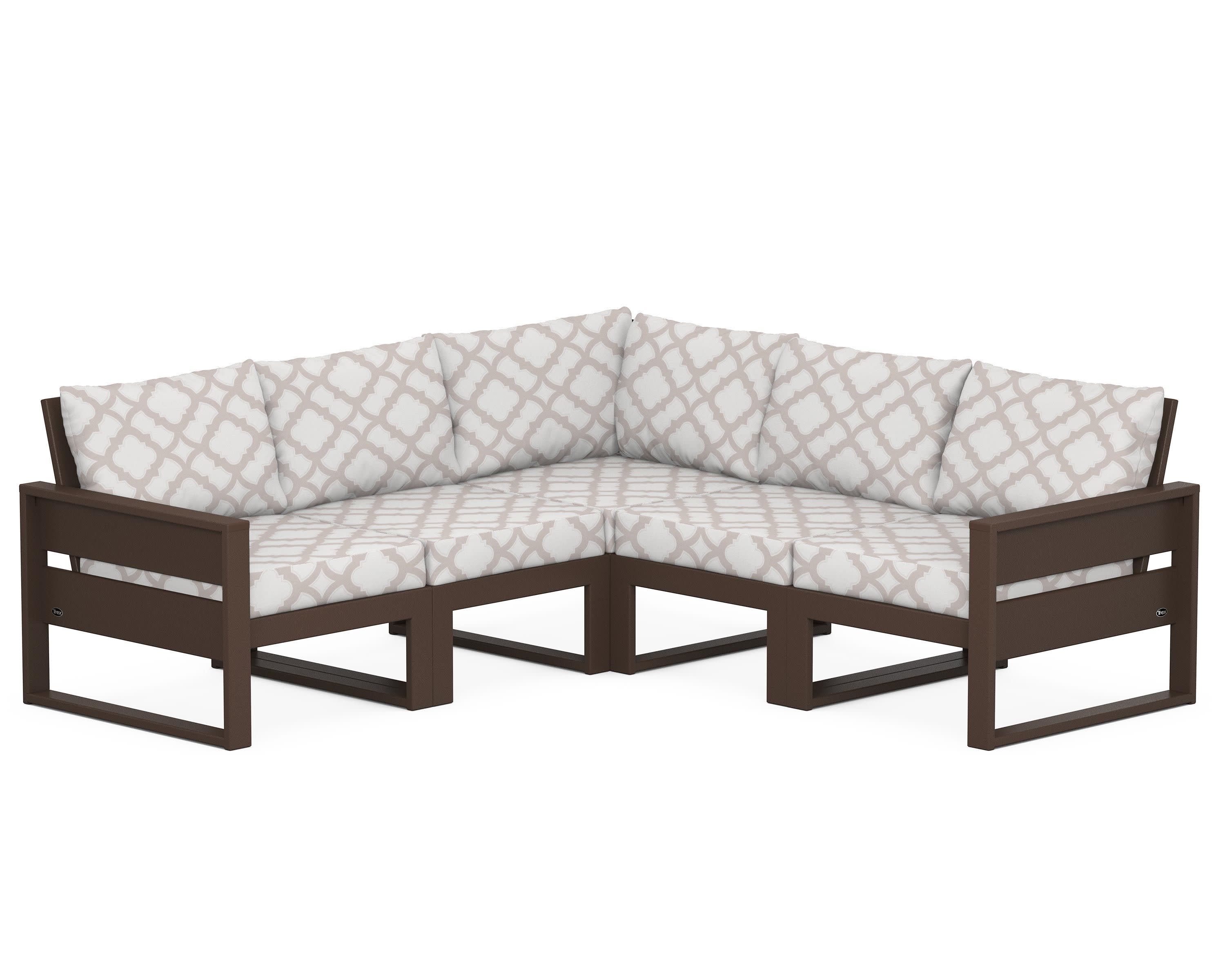 Eastport 5-Piece Sectional in Vintage Lantern / Trellis Dune Burlap