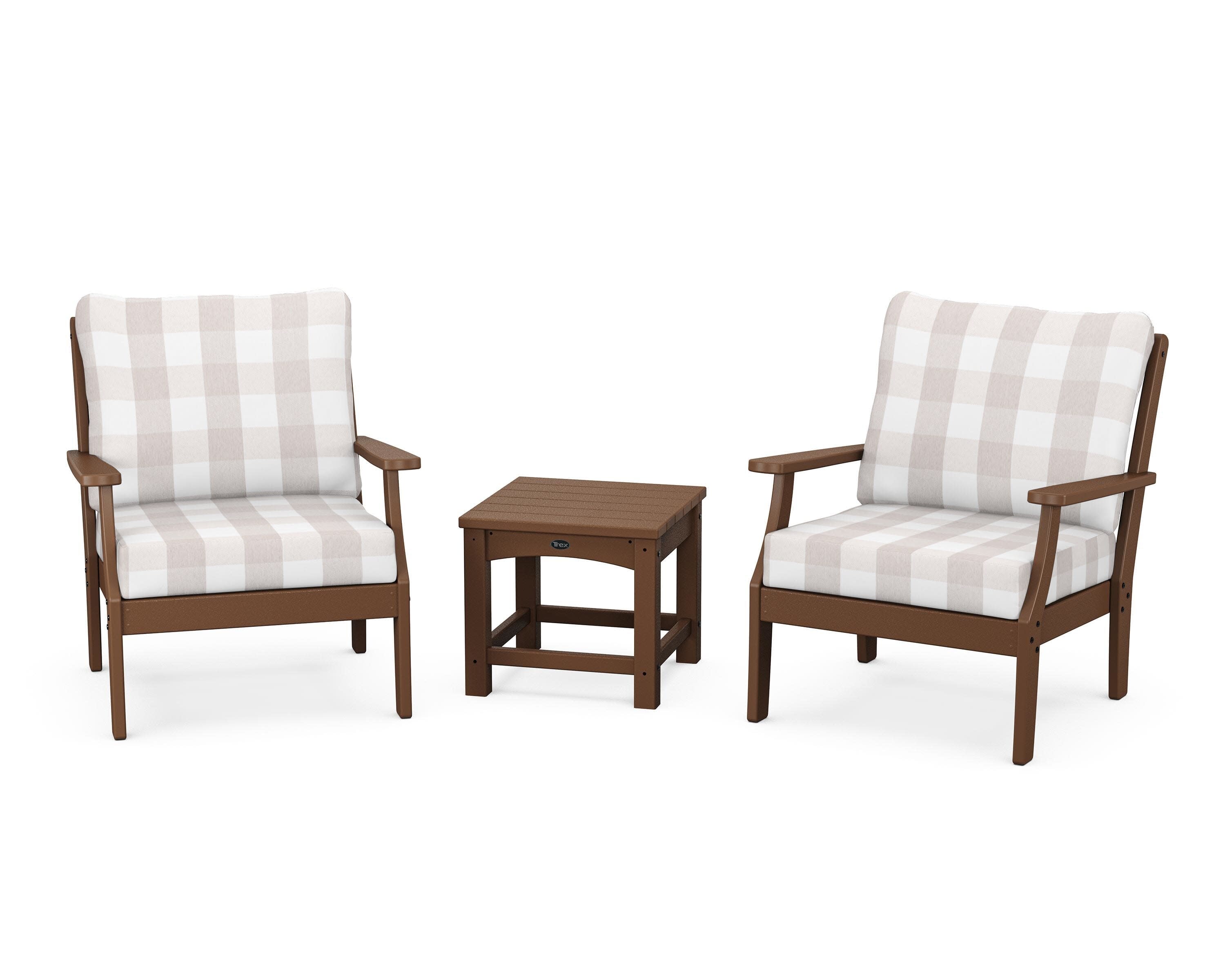 Yacht Club 3-Piece Deep Seating Set in Tree House / Buffalo Plaid Dune Burlap