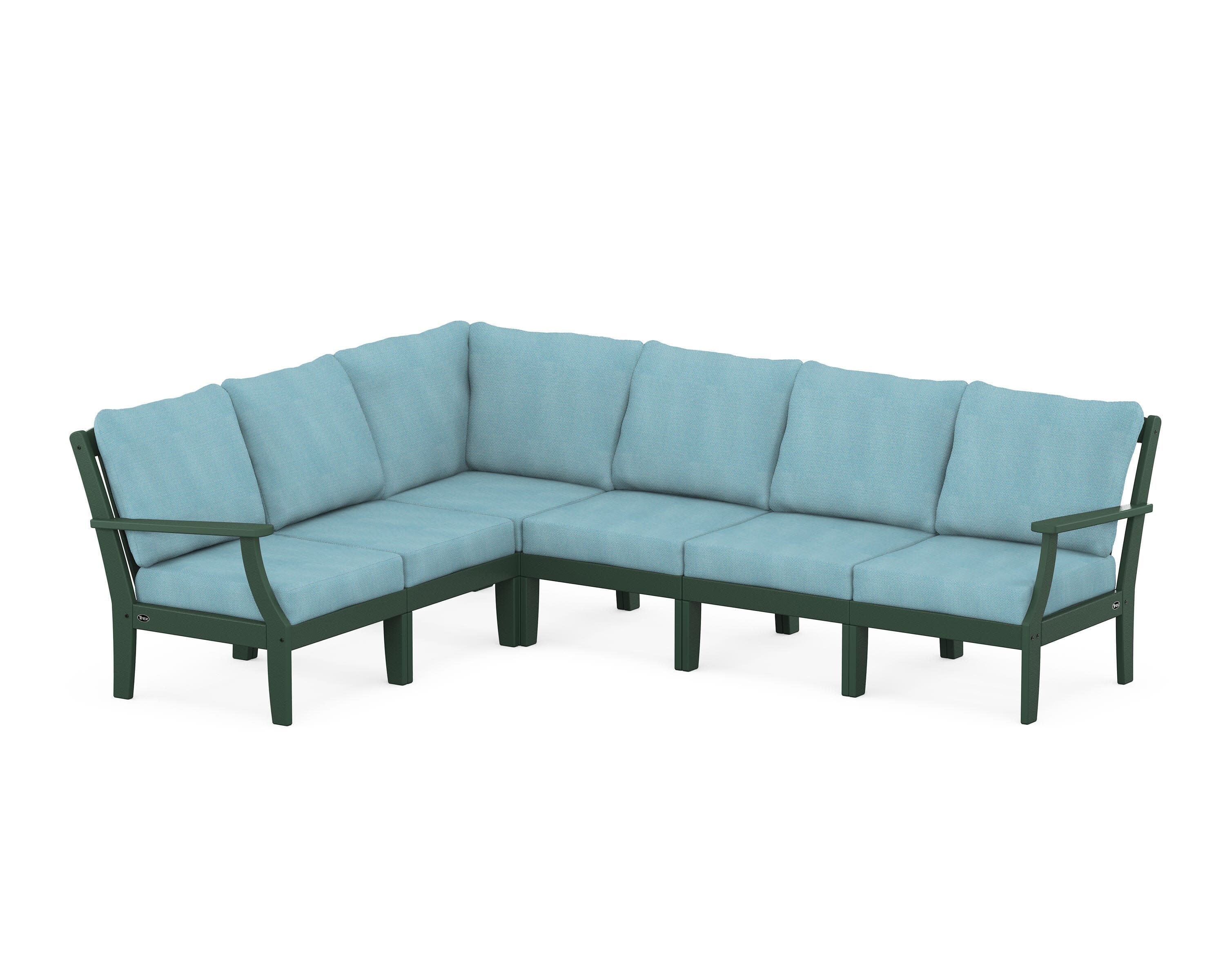 Yacht Club Modular 6-Piece Deep Seating Set in Rainforest Canopy / Lattice Sky Blue