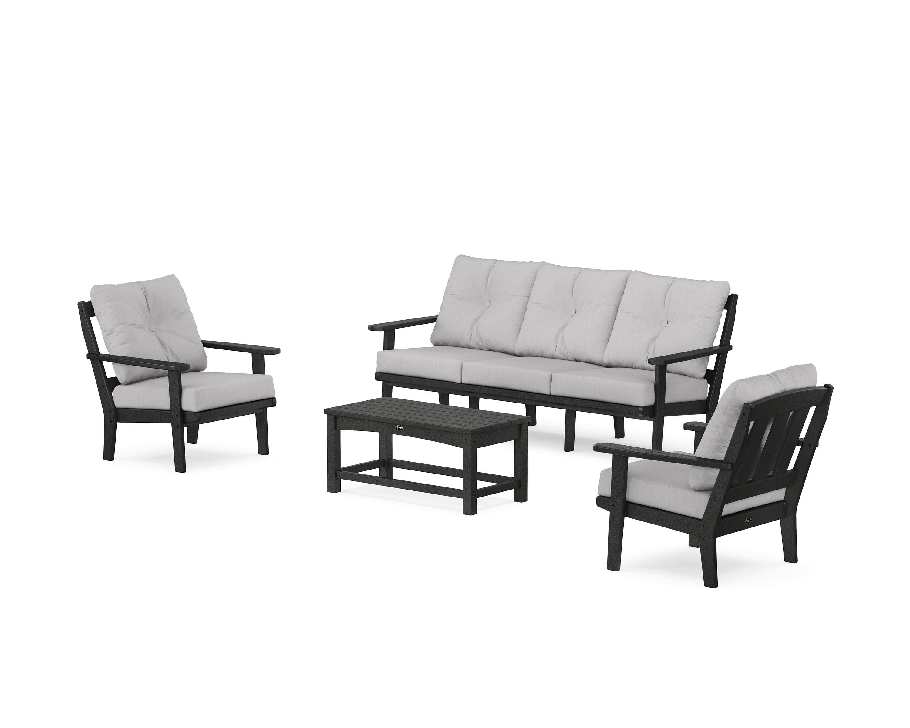 Cape Cod 4-Piece Deep Seating Set with Sofa in Charcoal Black / Granite