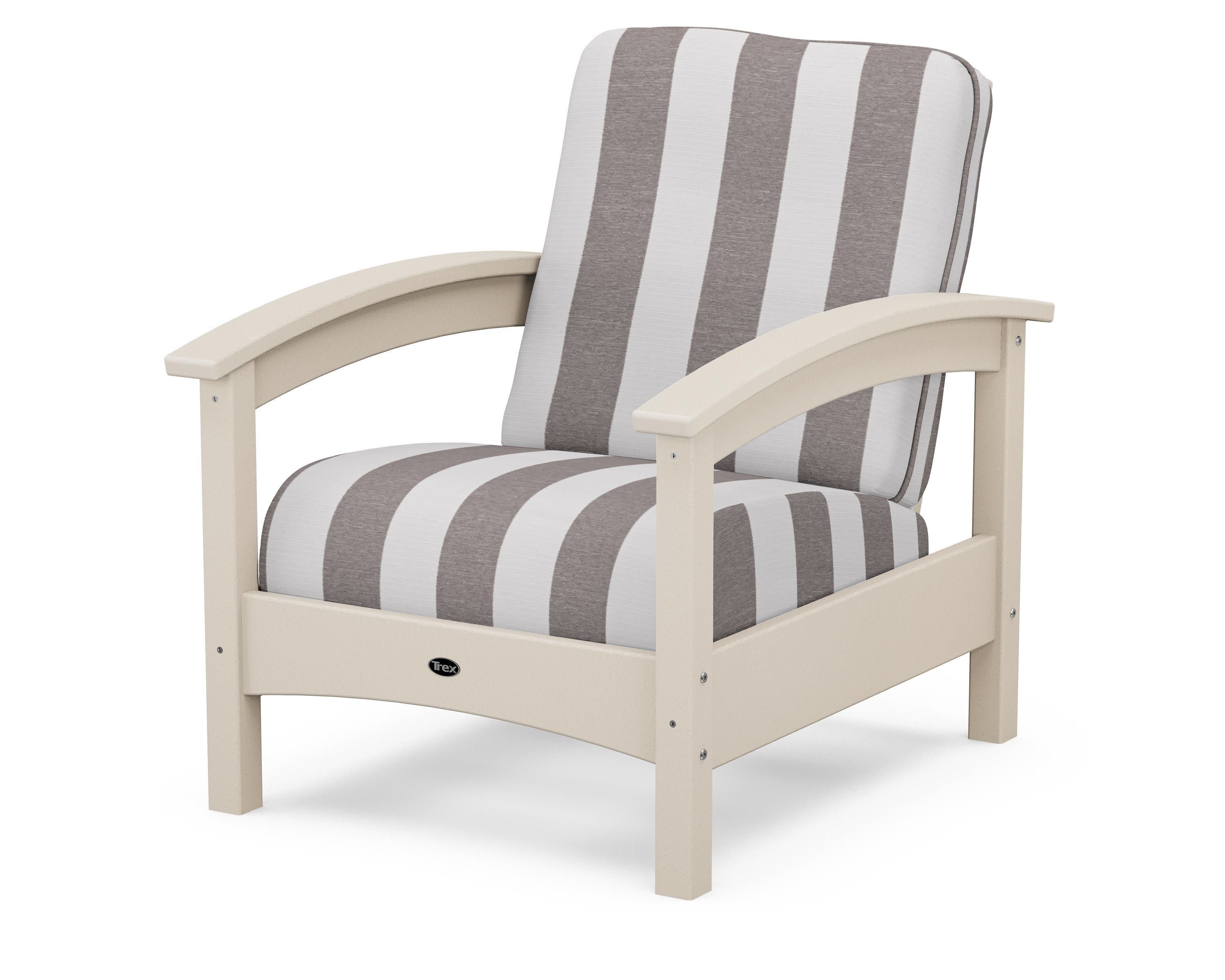 Rockport Club Chair in Sand Castle / Cabana Stripe Grey Mist