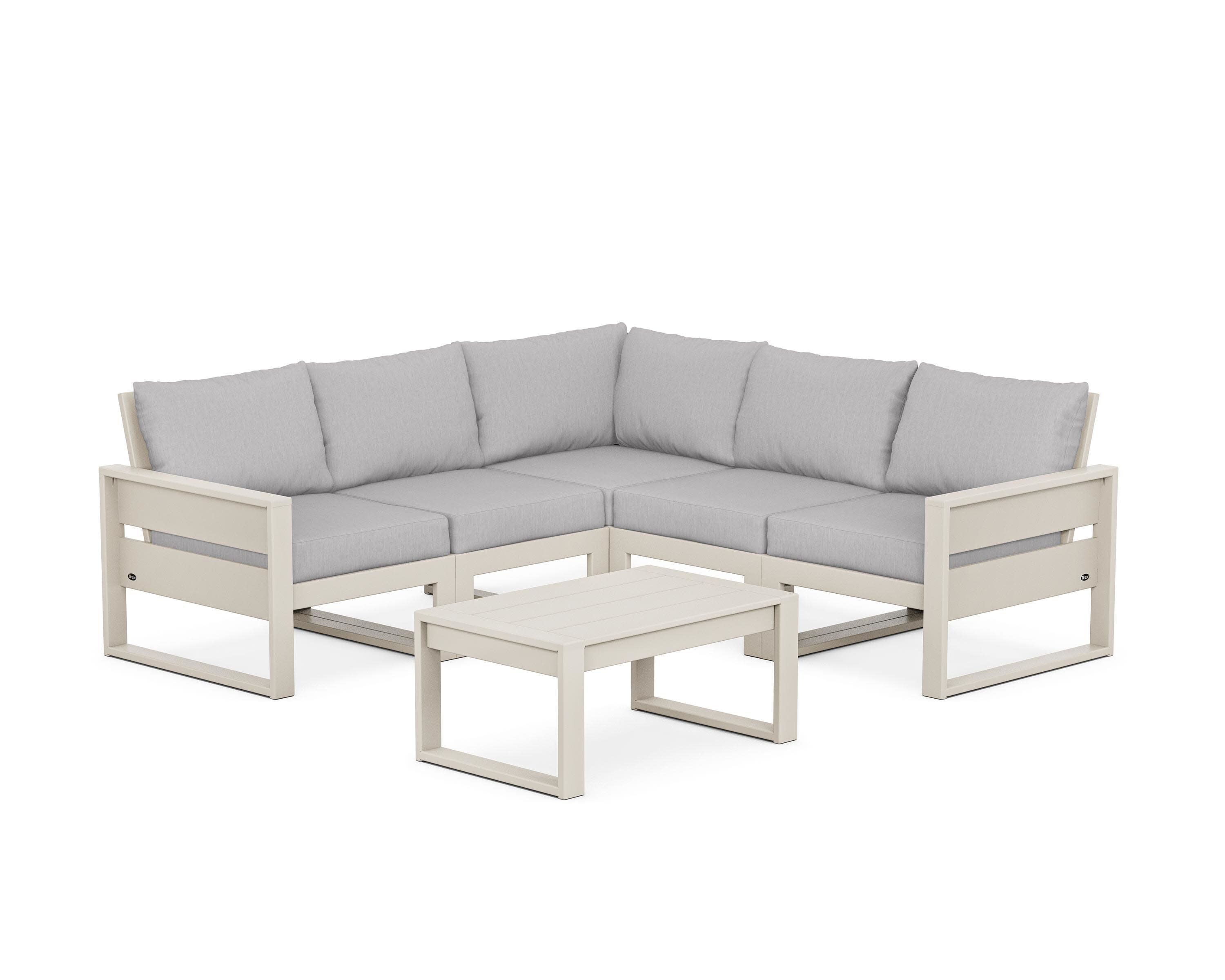 Eastport 6-Piece Deep Seating Sectional + Coffee Table Set in Sand Castle / Granite