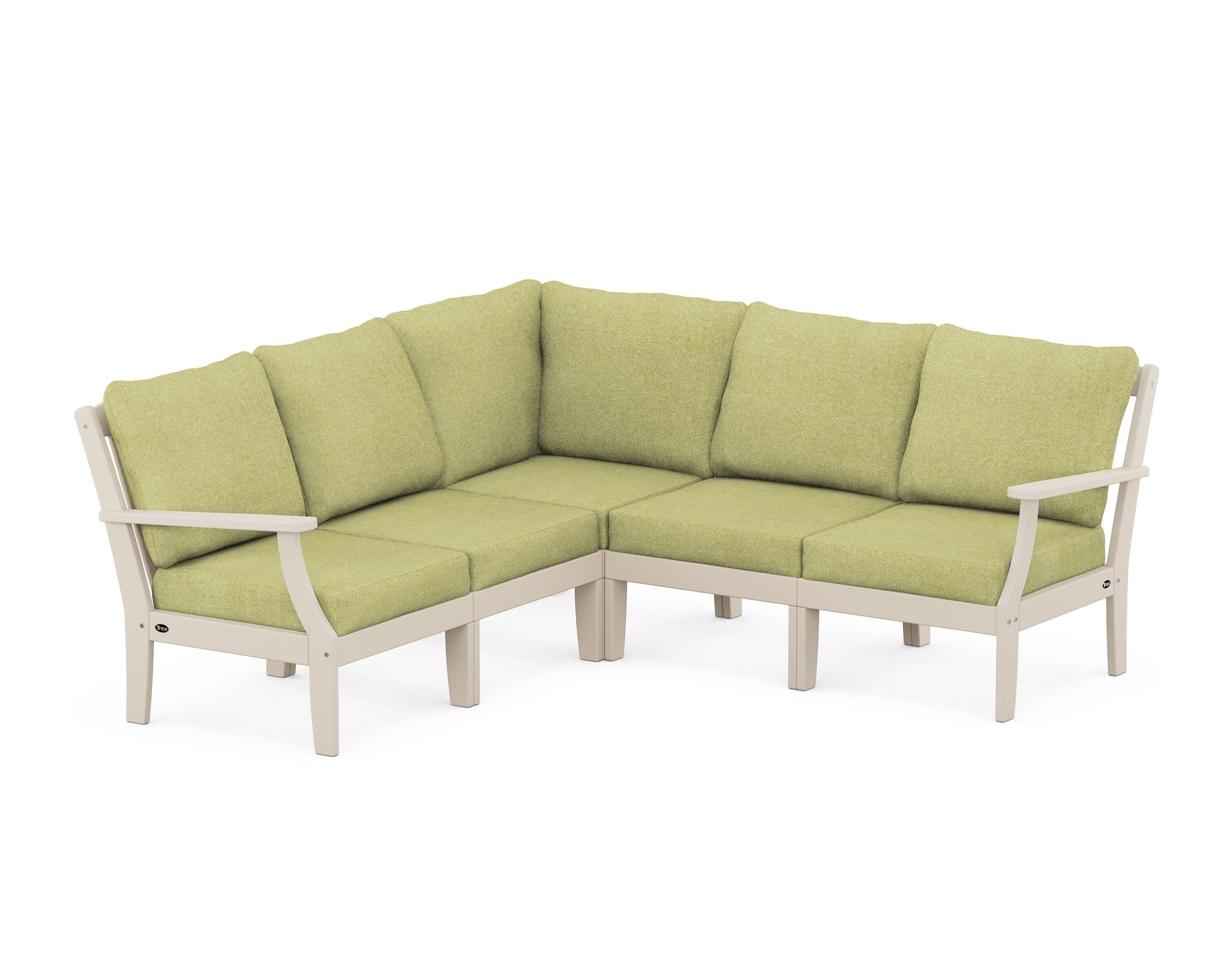 Yacht Club Modular 5-Piece Deep Seating Set in Sand Castle / Chartreuse Boucle