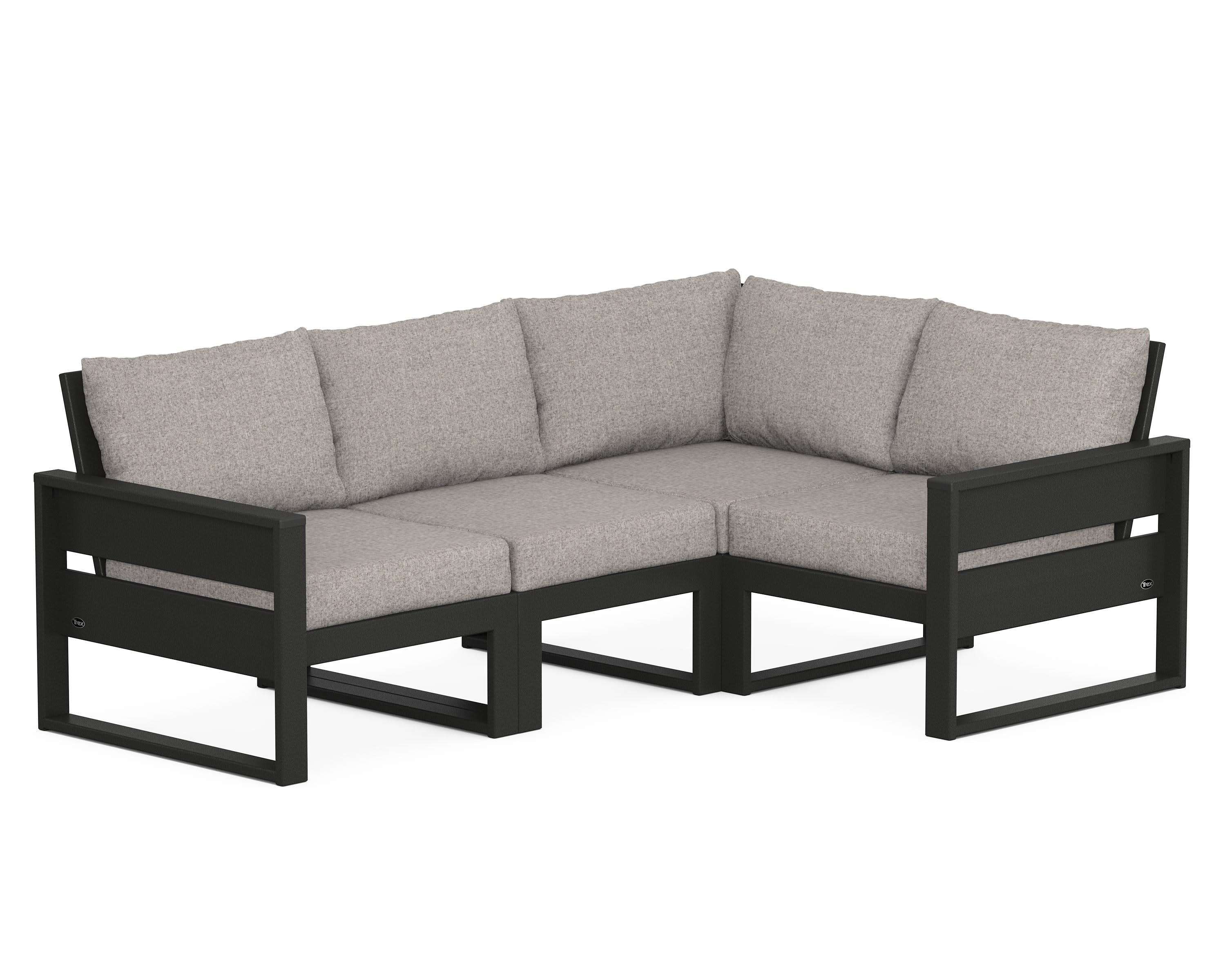 Eastport 4- Piece Sectional in Charcoal Black / Weathered Tweed