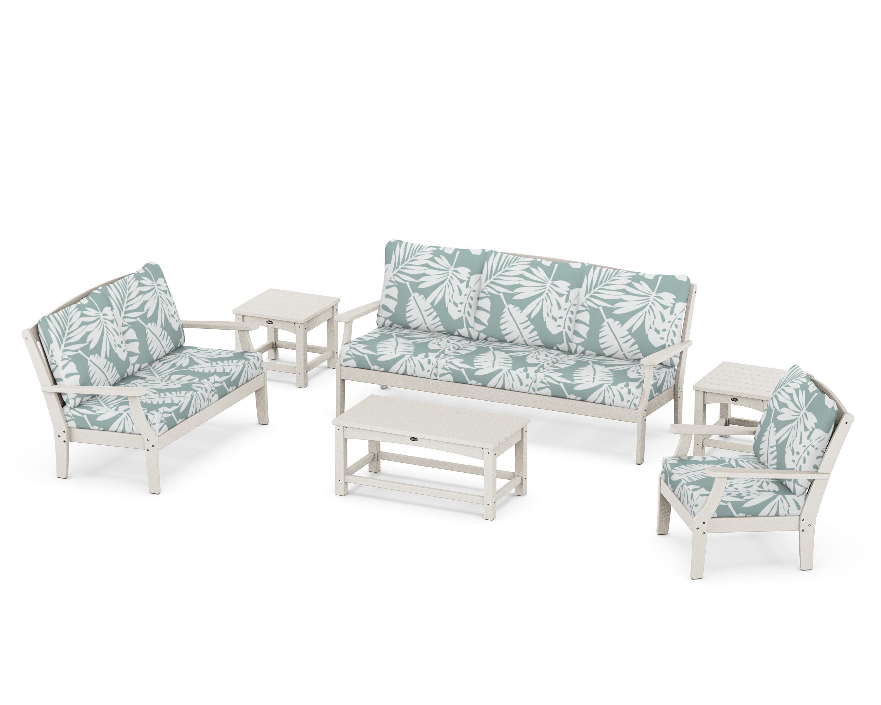 Yacht Club 6-Piece Deep Seating Set in Sand Castle / Leaf Glacier Spa