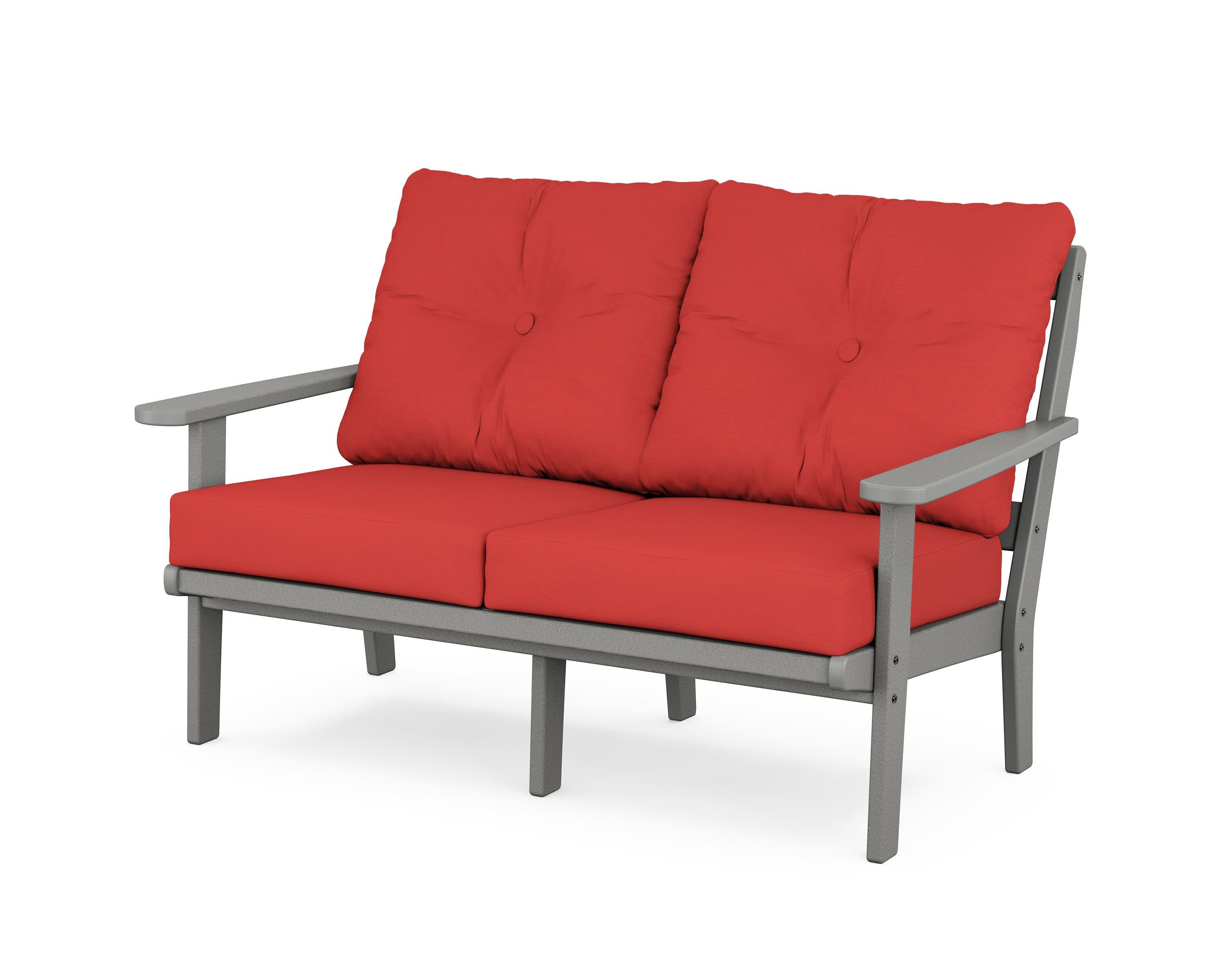 Cape Cod Deep Seating Loveseat in Stepping Stone / Crimson Linen