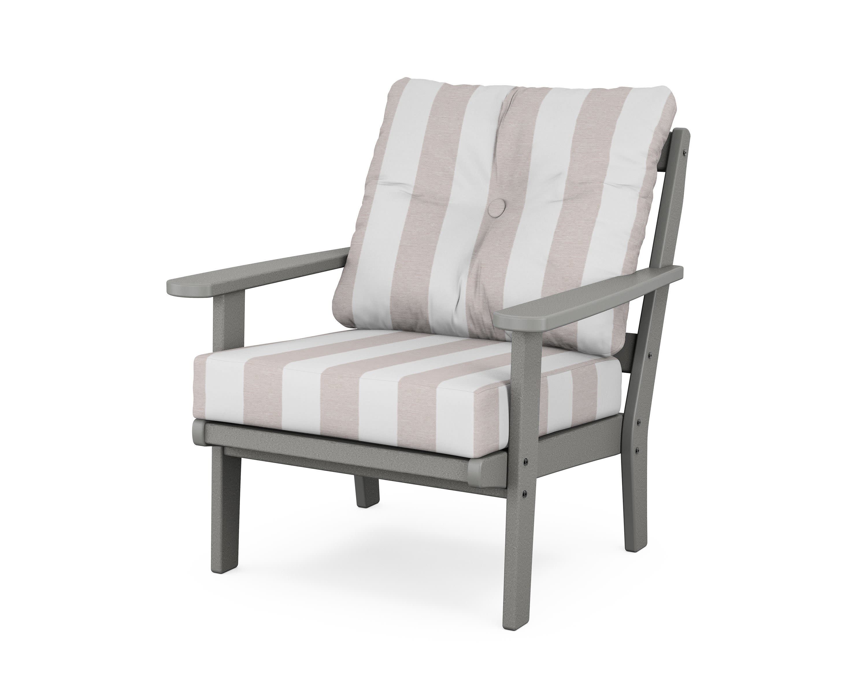 Cape Cod Deep Seating Chair in Stepping Stone / Cabana Stripe Dune Burlap