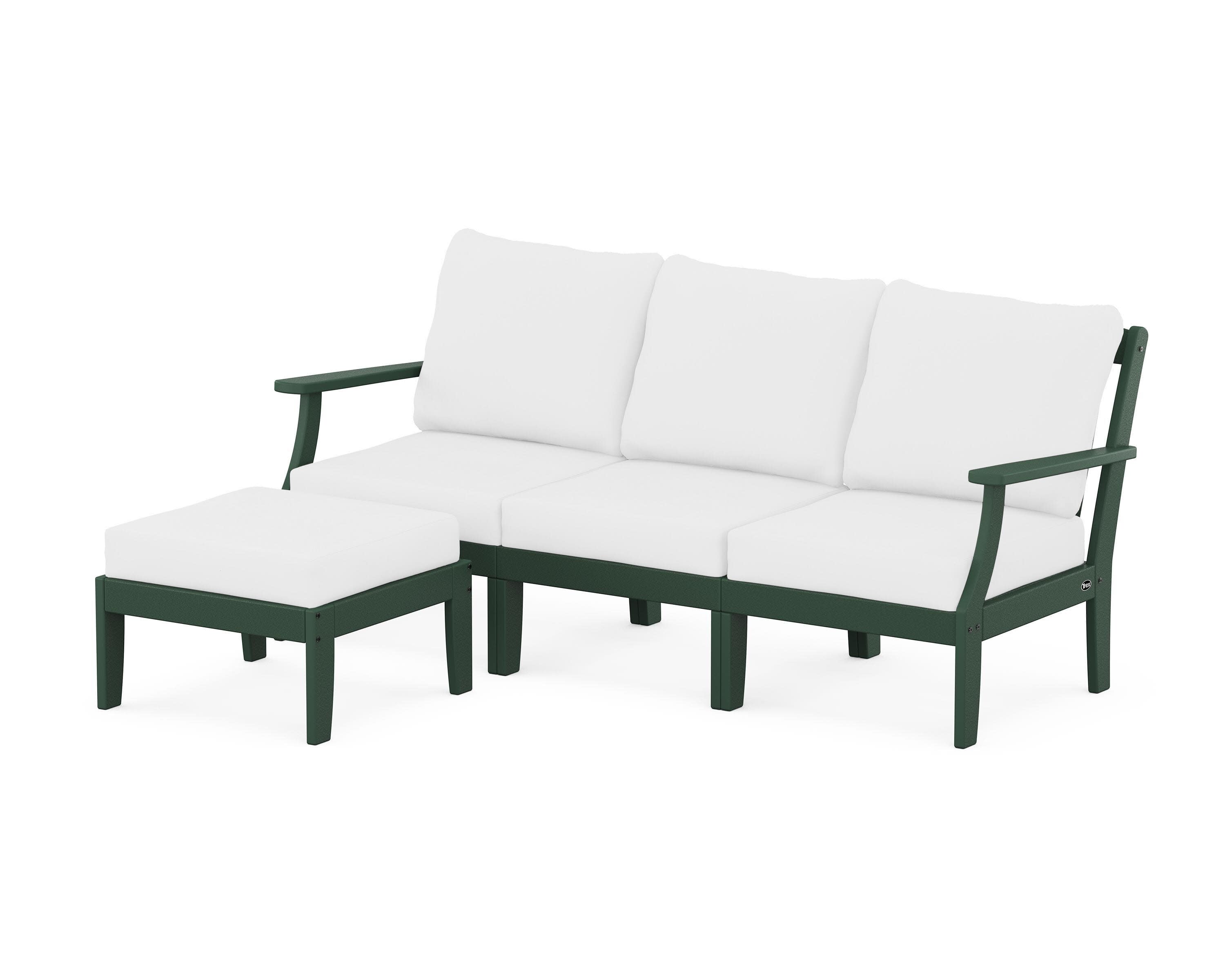 Yacht Club Modular 4-Piece Deep Seating Set with Ottoman in Rainforest Canopy / Natural