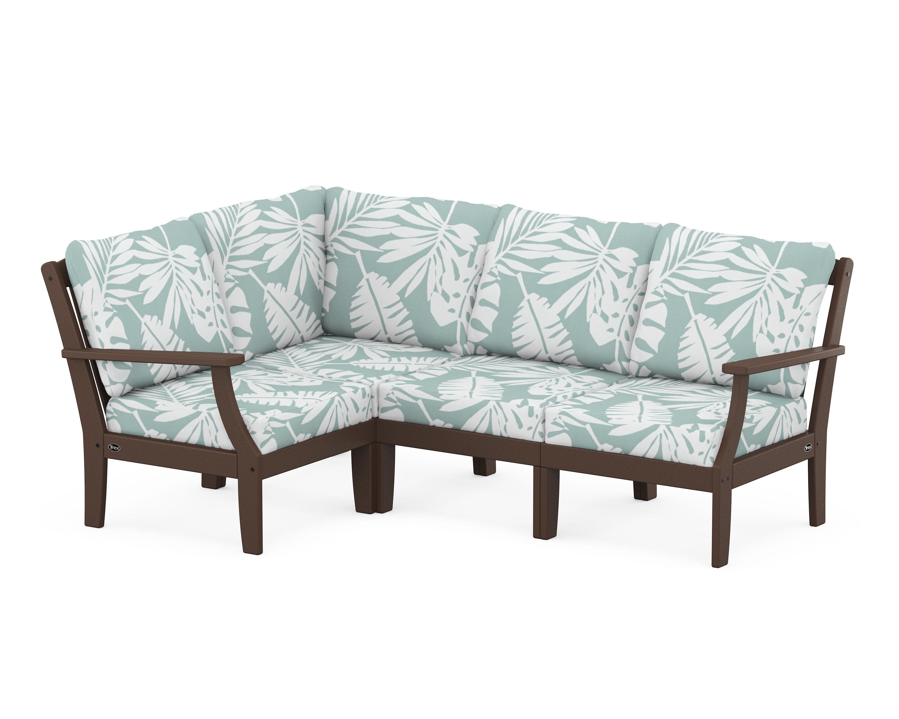 Yacht Club Modular 4-Piece Deep Seating Set in Vintage Lantern / Leaf Glacier Spa