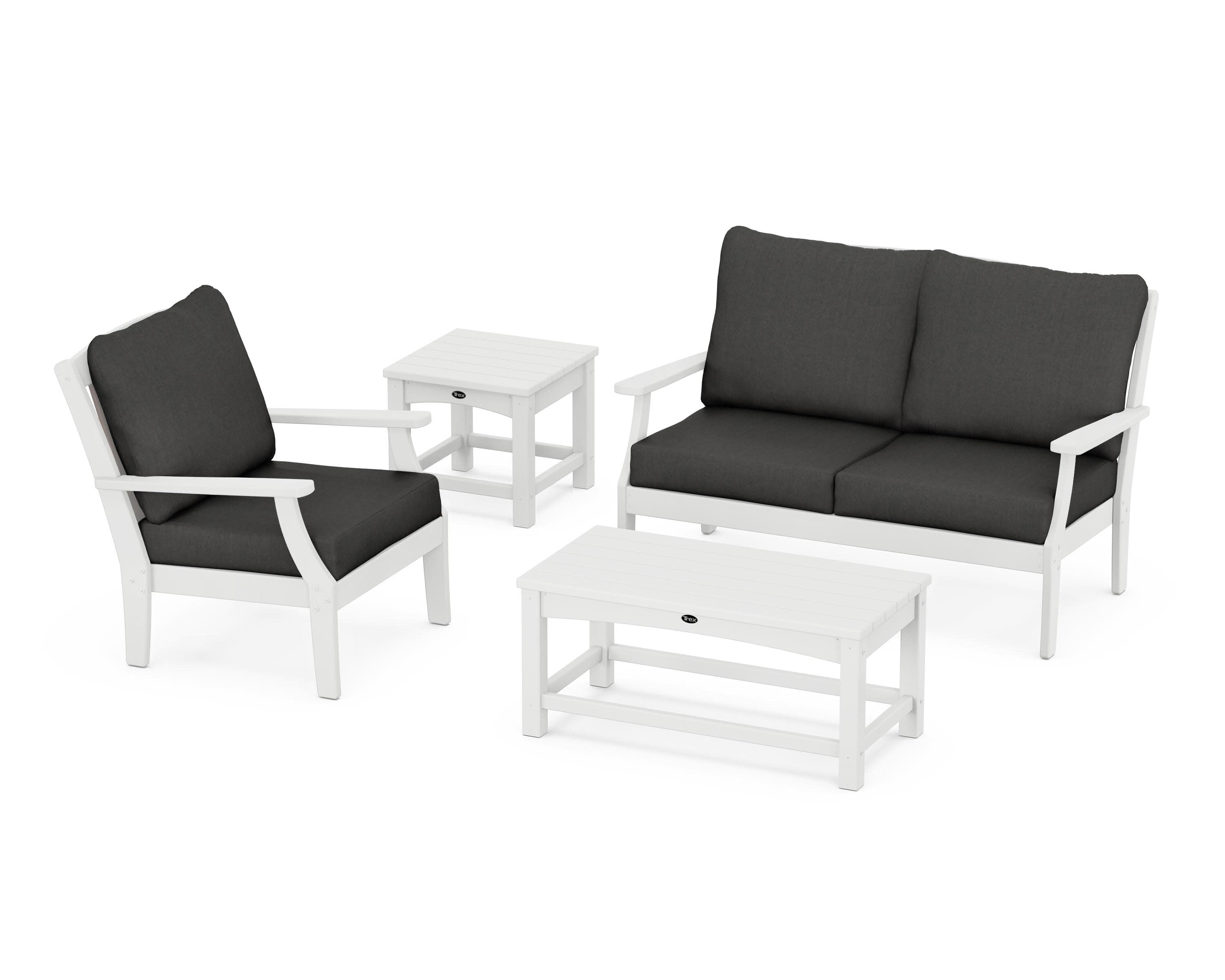Yacht Club 4-Piece Deep Seating Set in Classic White / Spectrum Carbon