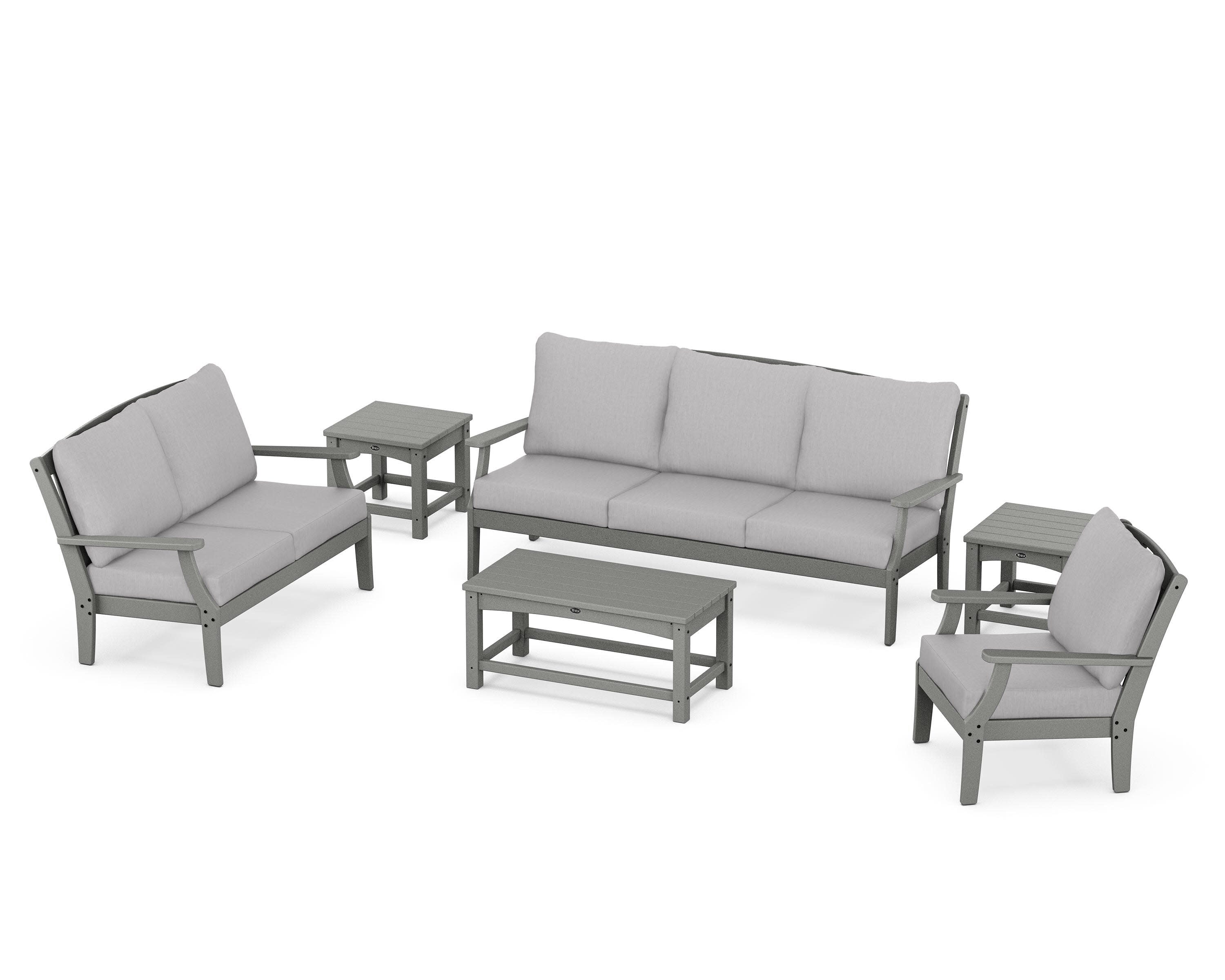 Yacht Club 6-Piece Deep Seating Set in Stepping Stone / Granite
