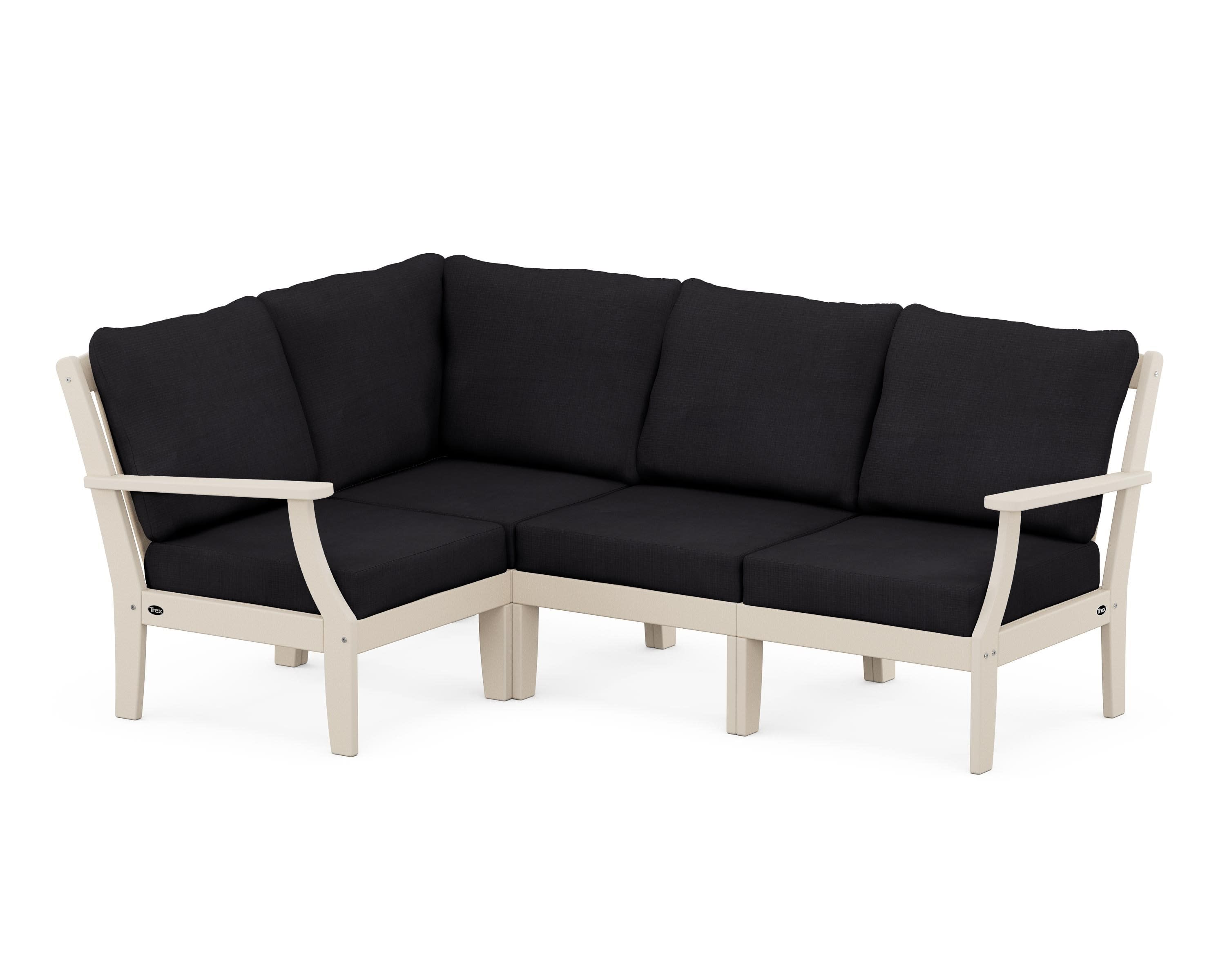 Yacht Club Modular 4-Piece Deep Seating Set in Sand Castle / Midnight Linen