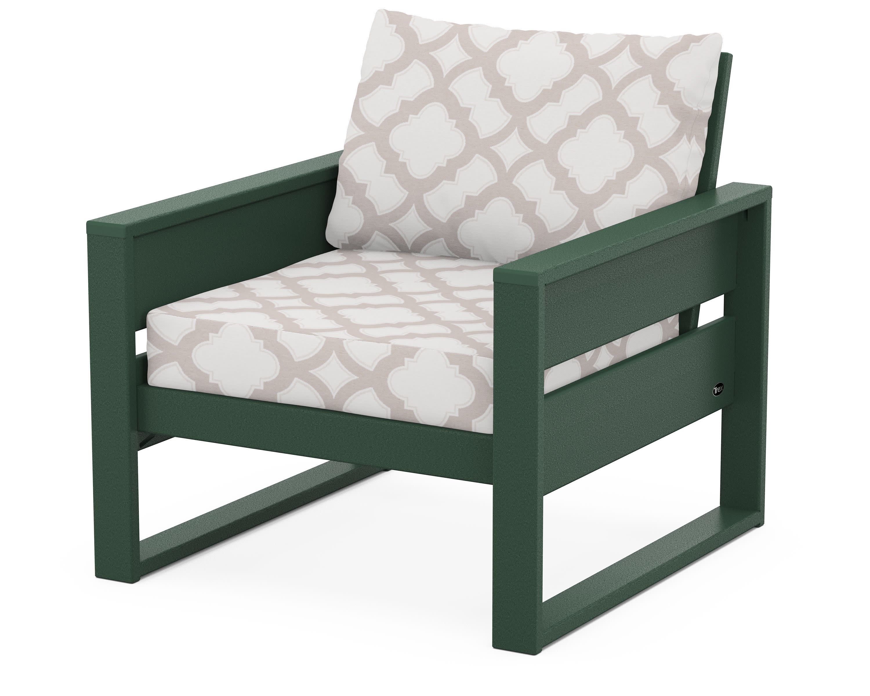Eastport Club Chair in Rainforest Canopy / Trellis Dune Burlap