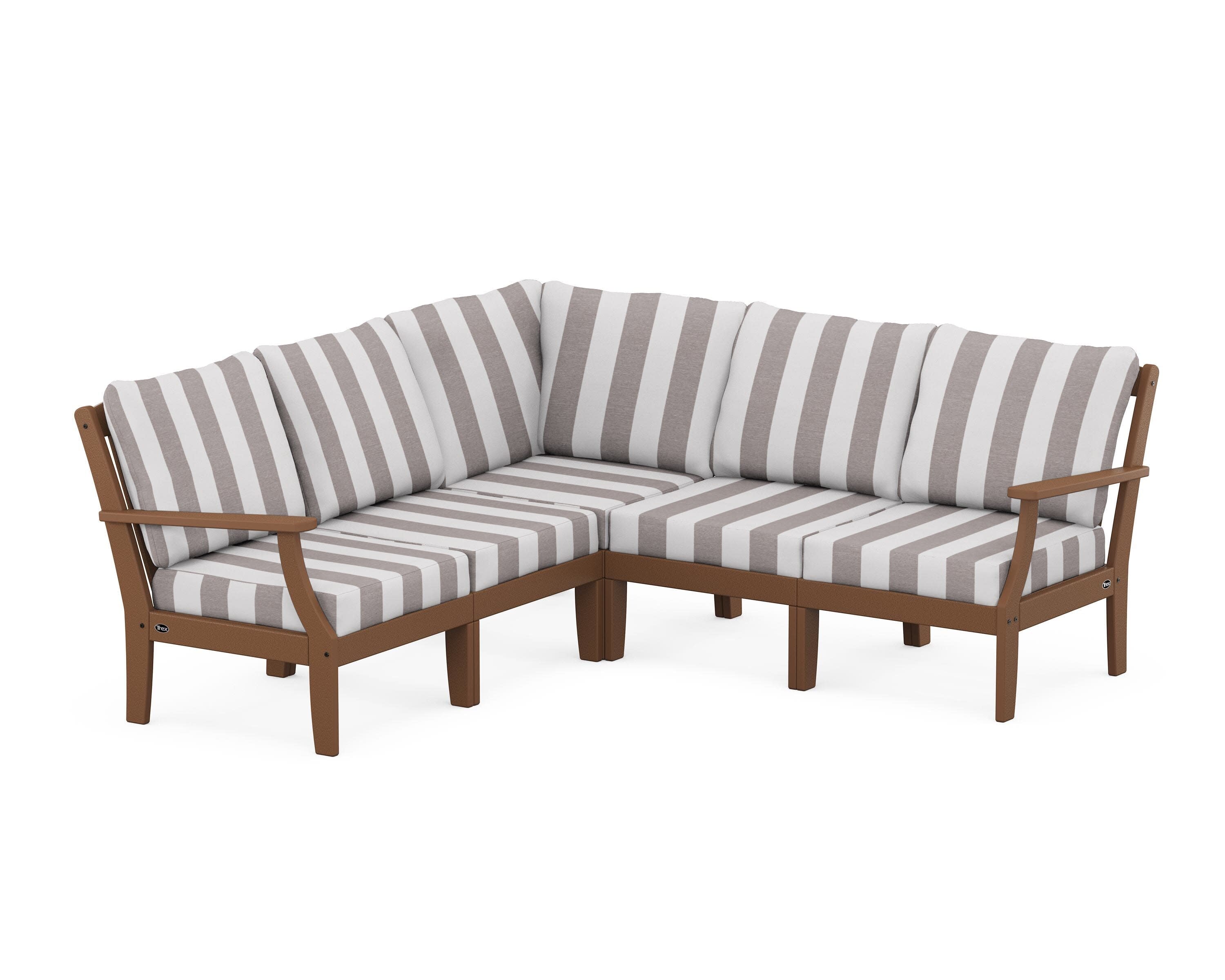Yacht Club Modular 5-Piece Deep Seating Set in Tree House / Cabana Stripe Grey Mist