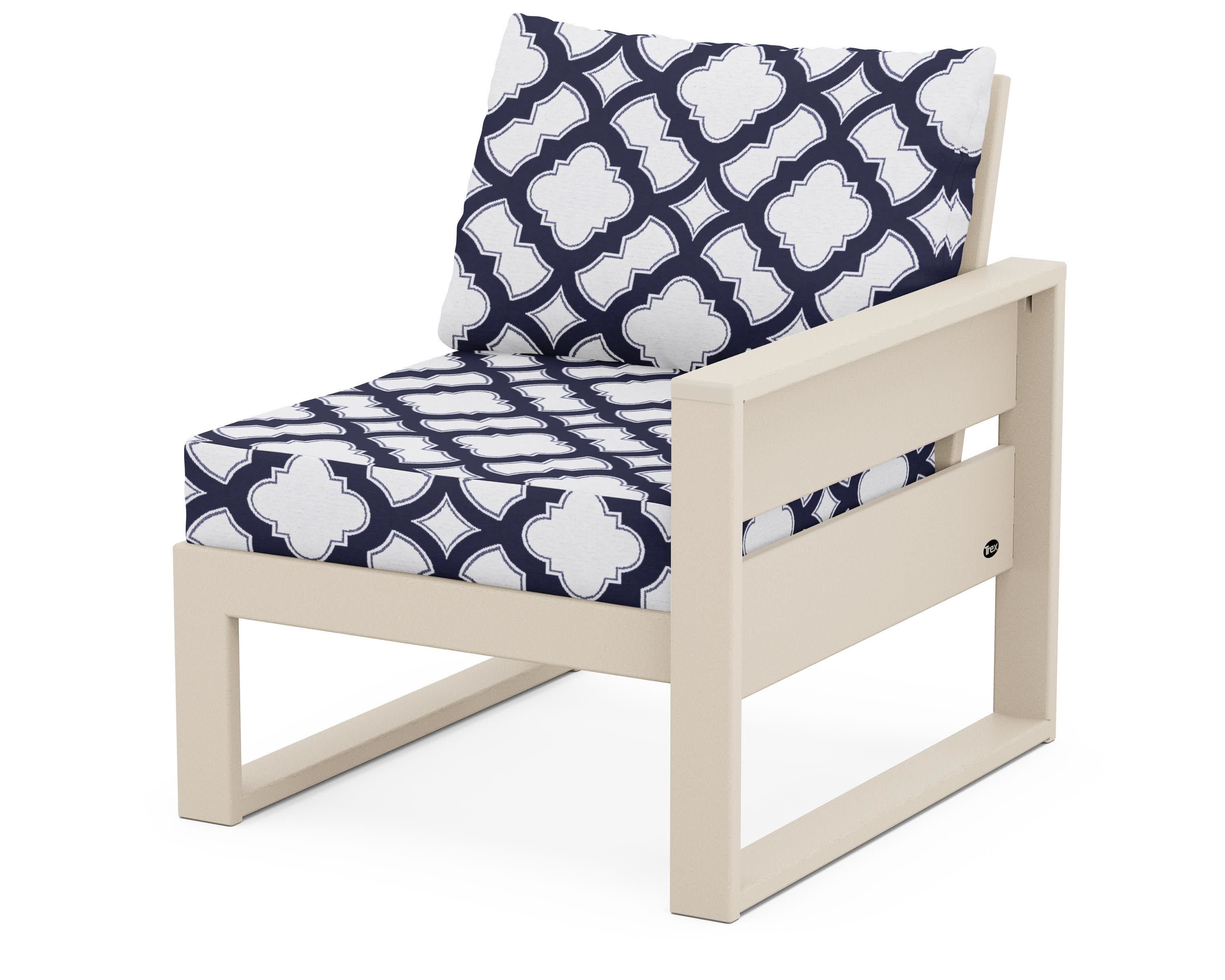 Eastport Modular Right Arm Chair in Sand Castle / Trellis Navy