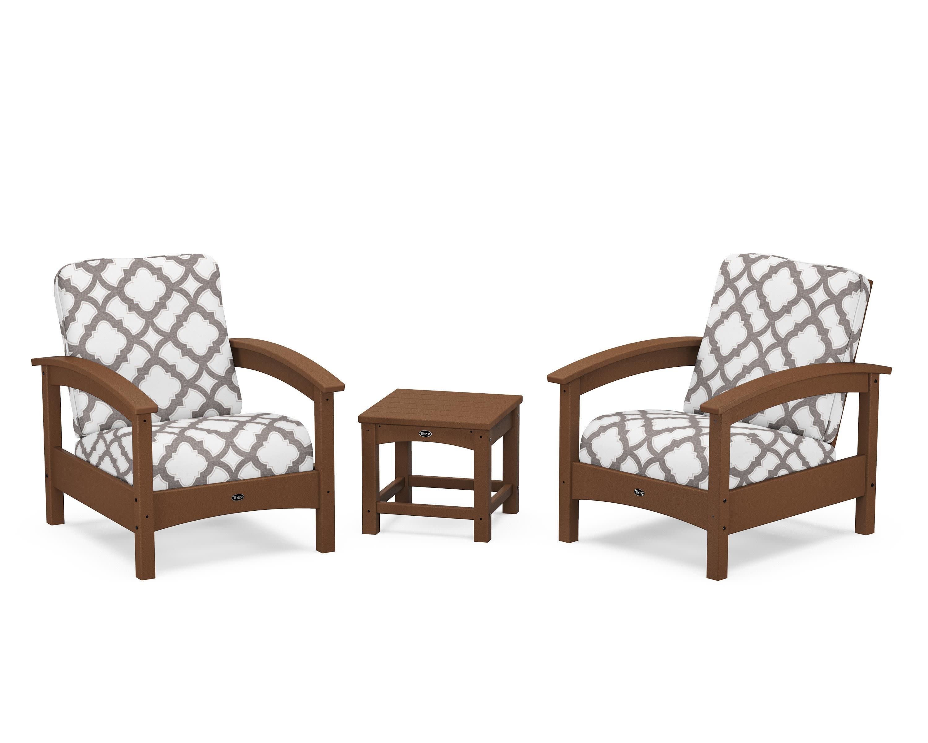Rockport Club 3-Piece Deep Seating Conversation Set in Tree House / Trellis Grey Mist