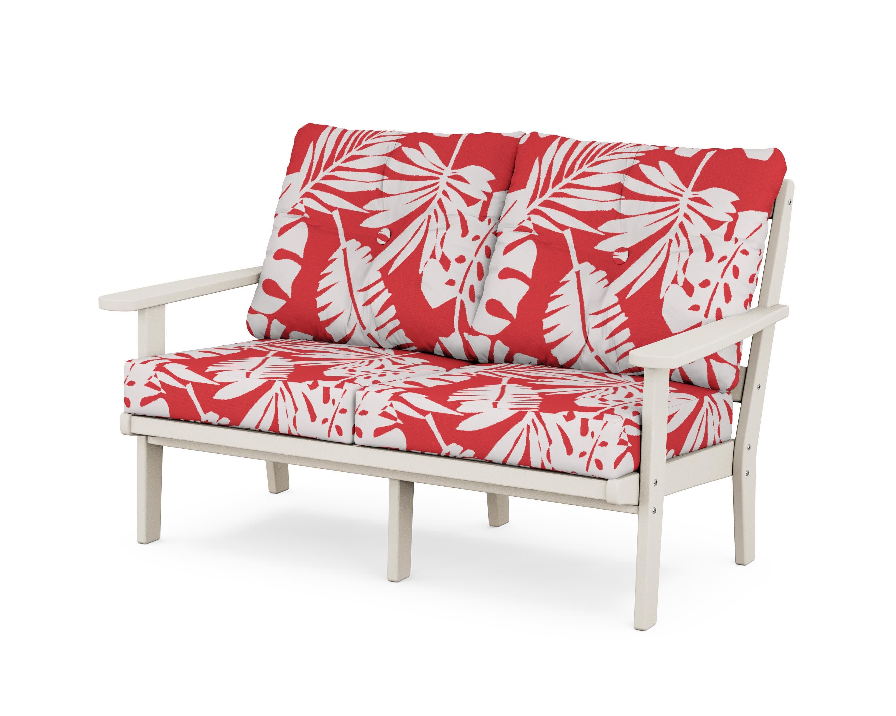 Cape Cod Deep Seating Loveseat in Sand Castle / Leaf Crimson