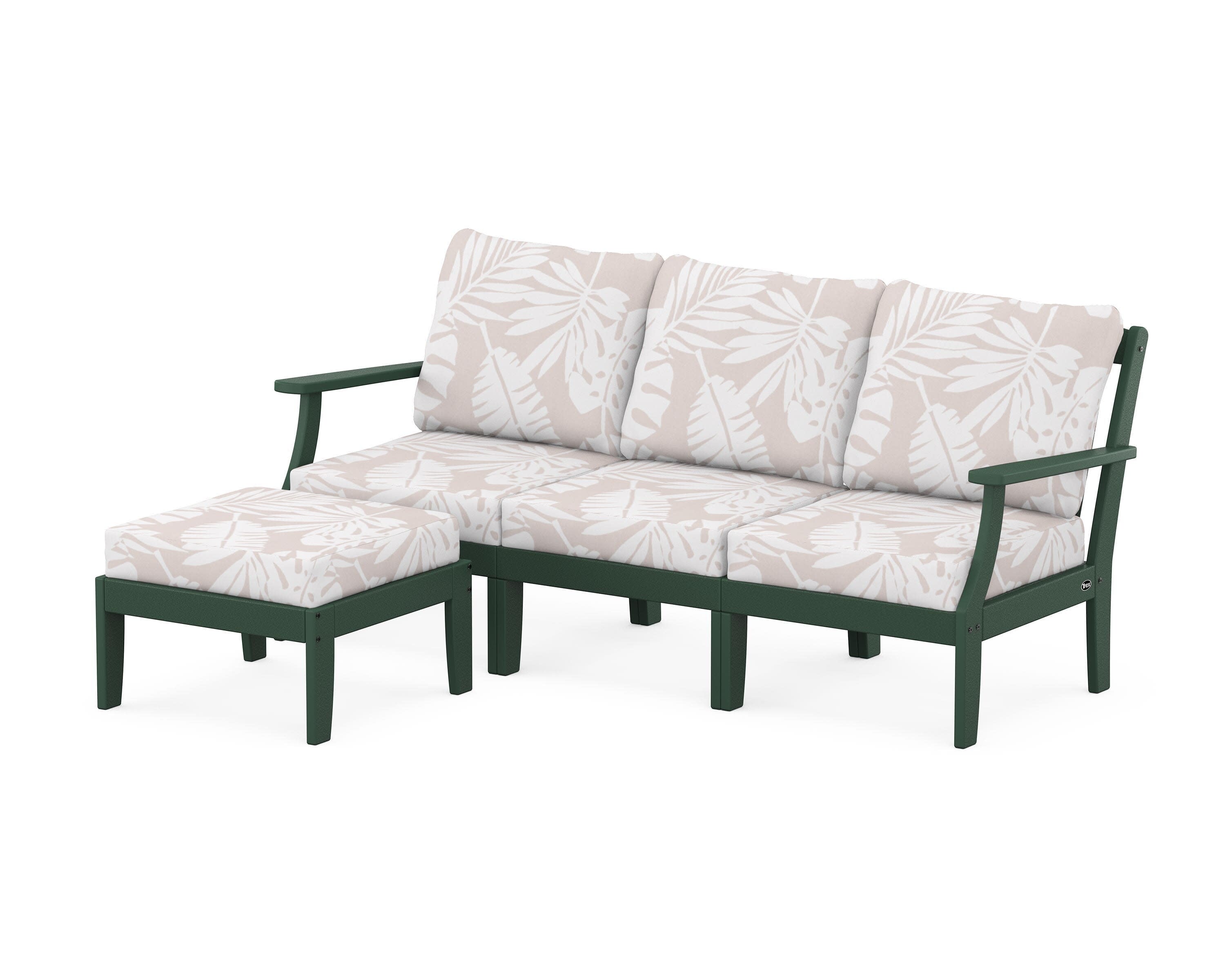 Yacht Club Modular 4-Piece Deep Seating Set with Ottoman in Rainforest Canopy / Leaf Dune Burlap