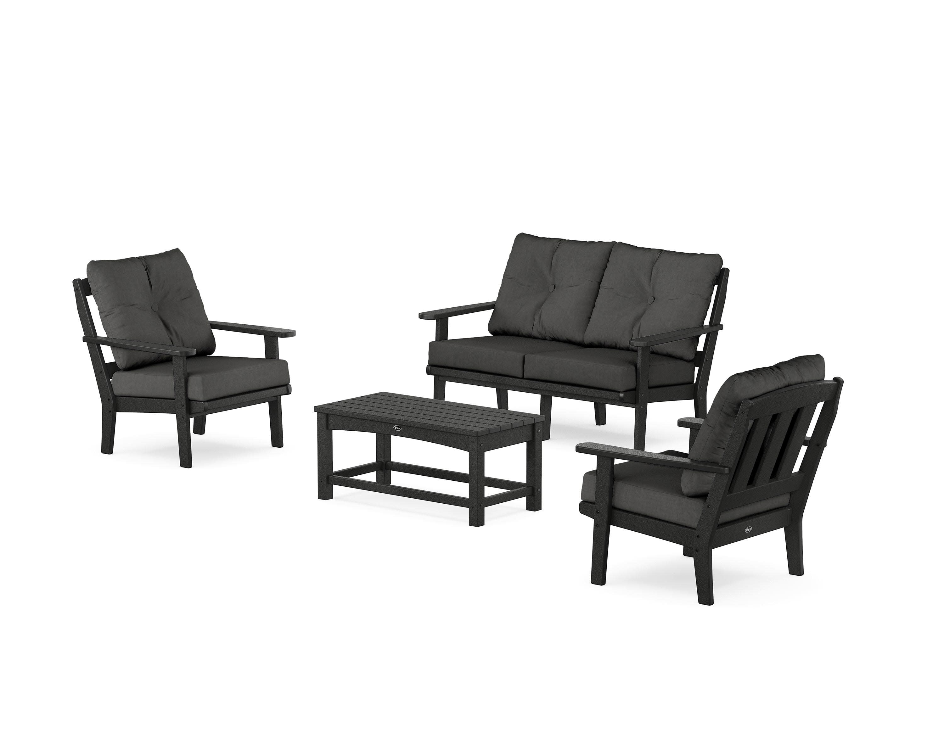 Cape Cod 4-Piece Deep Seating Set with Loveseat in Charcoal Black / Spectrum Carbon