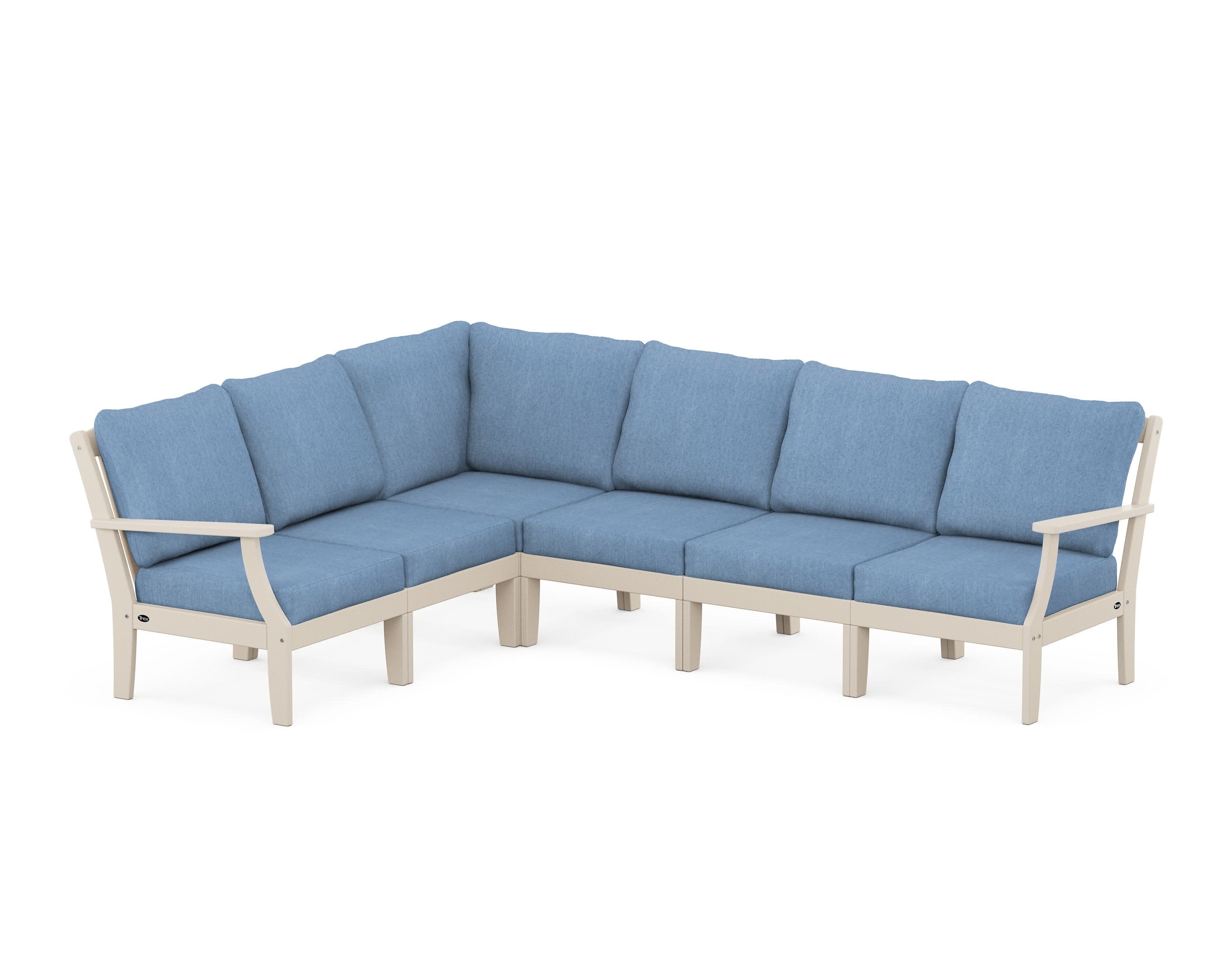 Yacht Club Modular 6-Piece Deep Seating Set in Sand Castle / Sky Blue
