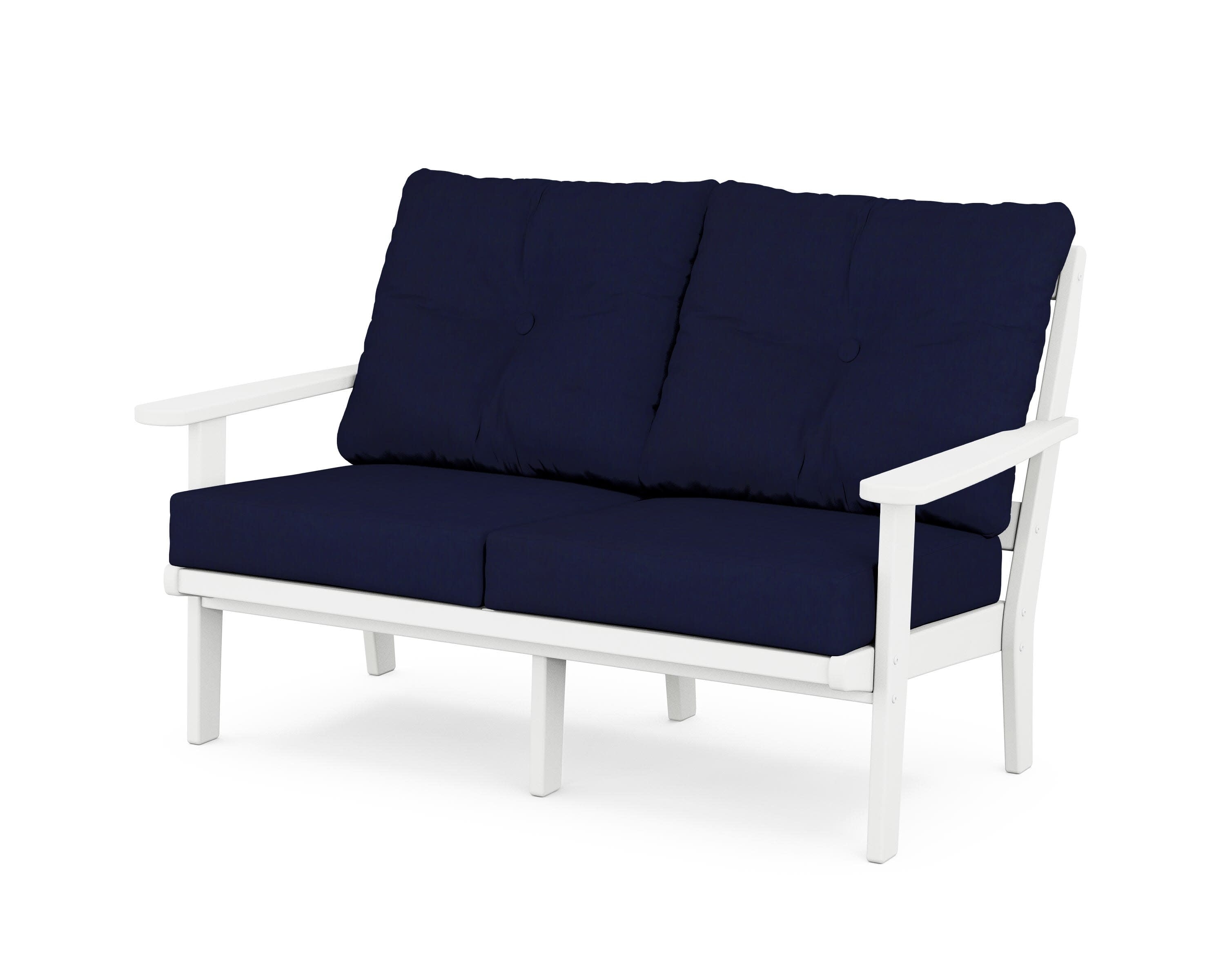 Cape Cod Deep Seating Loveseat in Classic White / Navy
