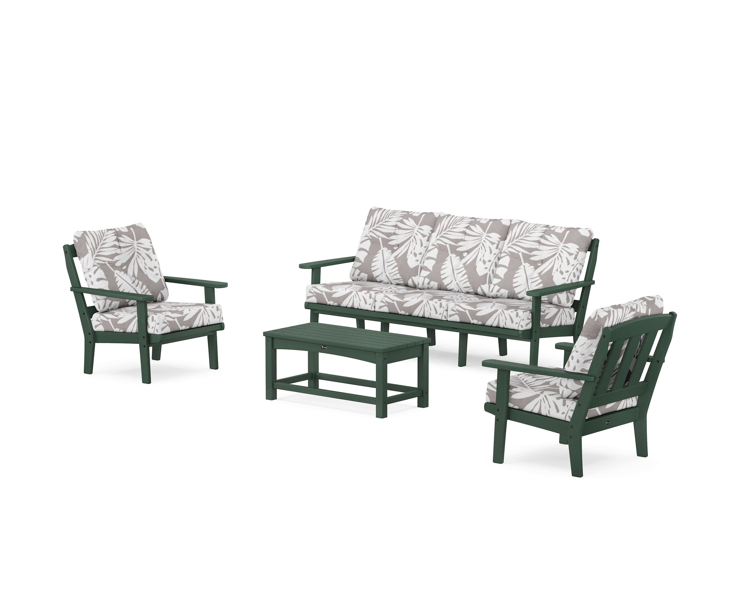 Cape Cod 4-Piece Deep Seating Set with Sofa in Rainforest Canopy / Leaf Grey Mist
