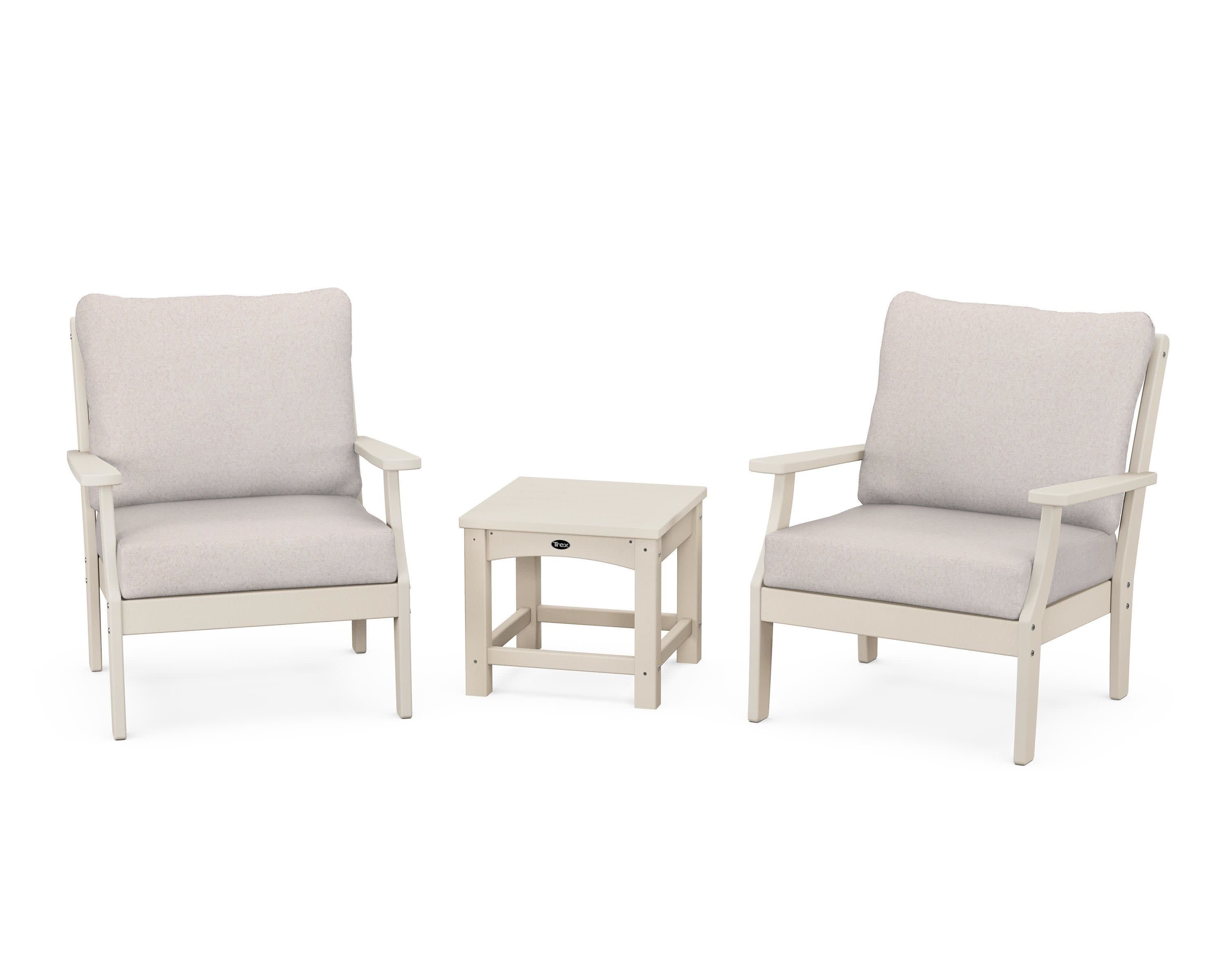 Yacht Club 3-Piece Deep Seating Set in Sand Castle / Dune Burlap