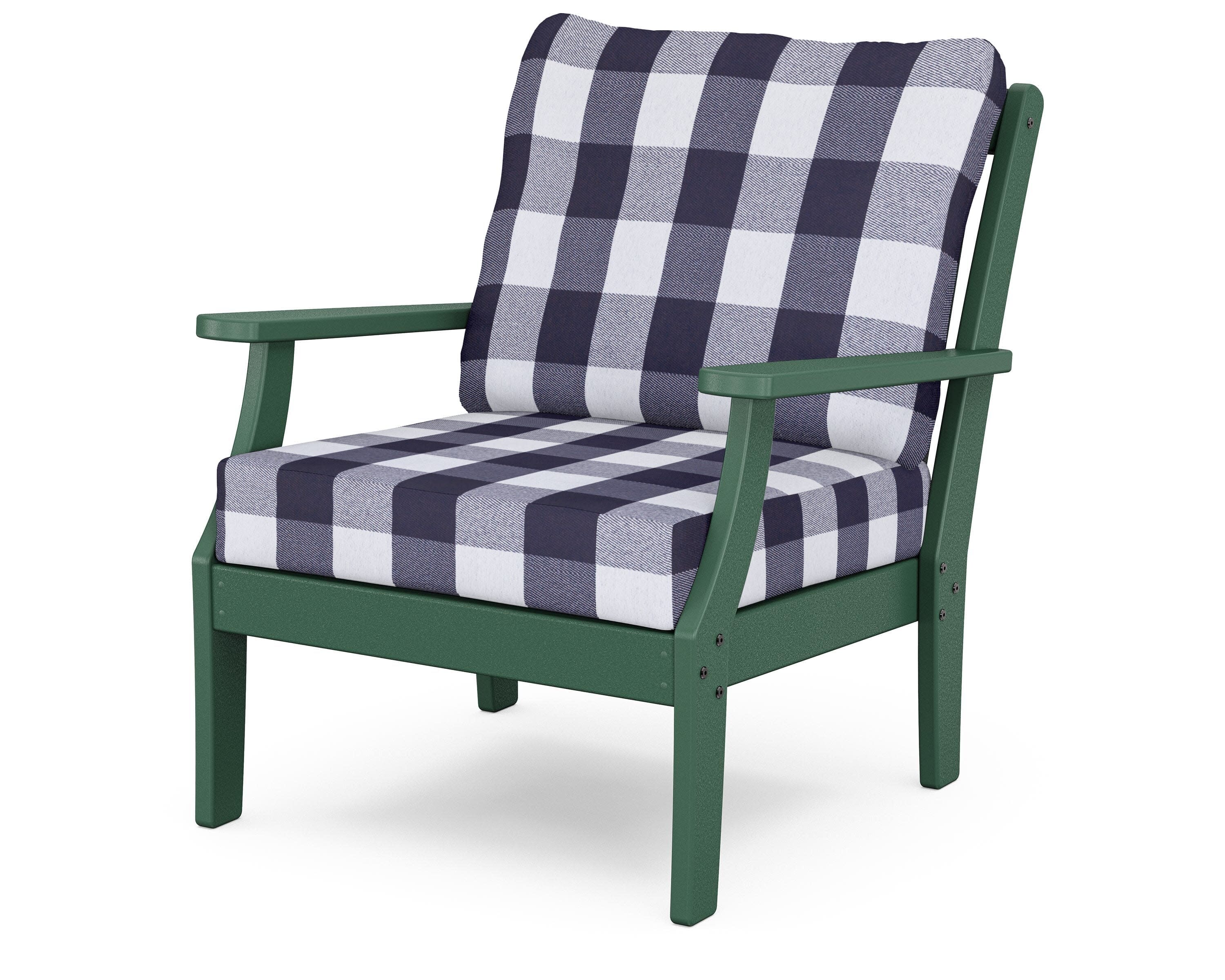 Yacht Club Deep Seating Chair in Rainforest Canopy / Buffalo Plaid Navy