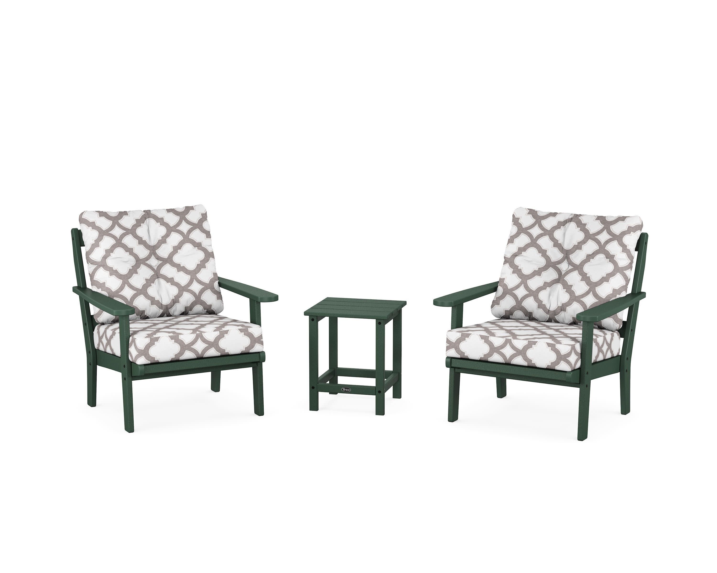 Cape Cod 3-Piece Deep Seating Set in Rainforest Canopy / Trellis Grey Mist