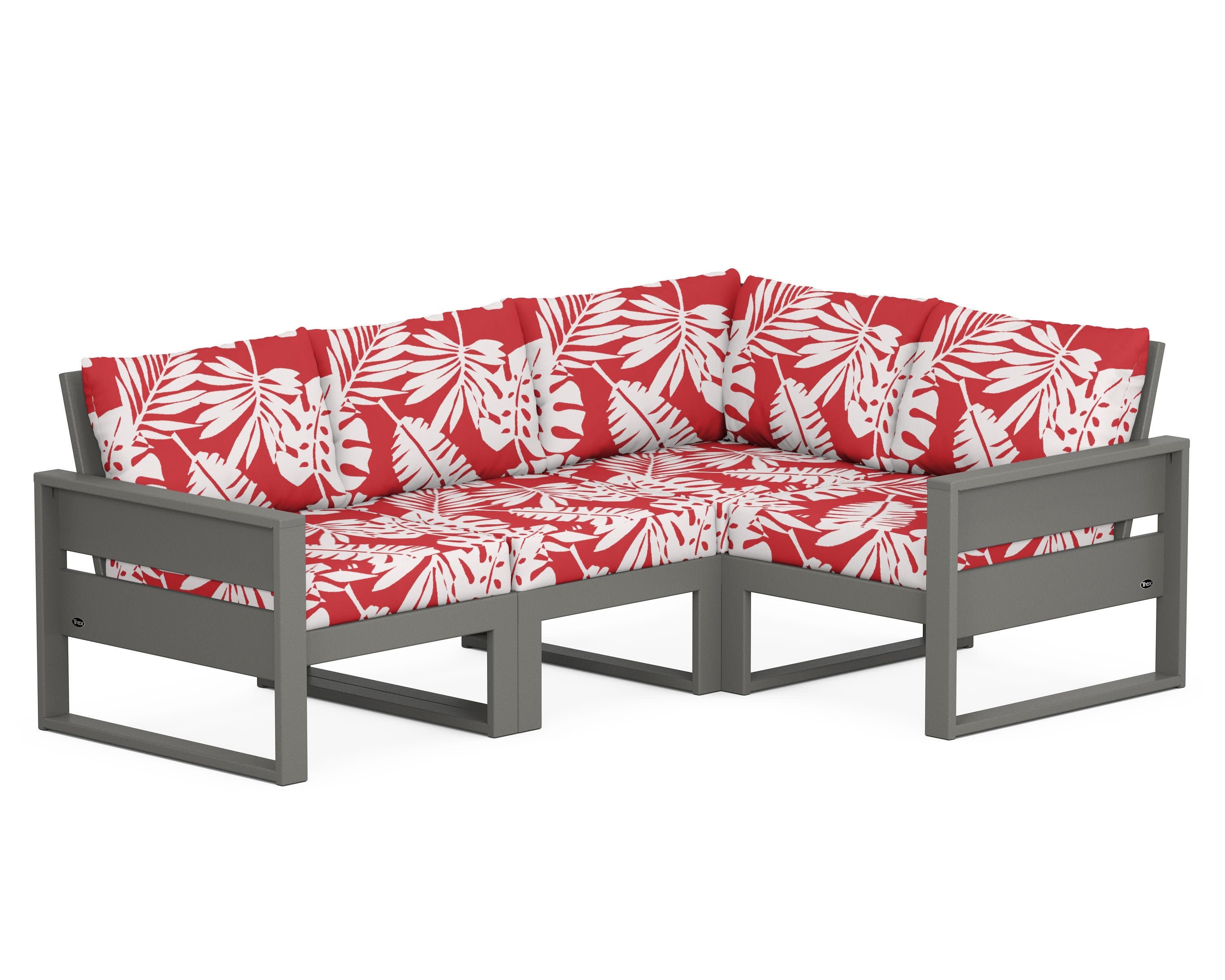Eastport 4- Piece Sectional in Stepping Stone / Leaf Crimson