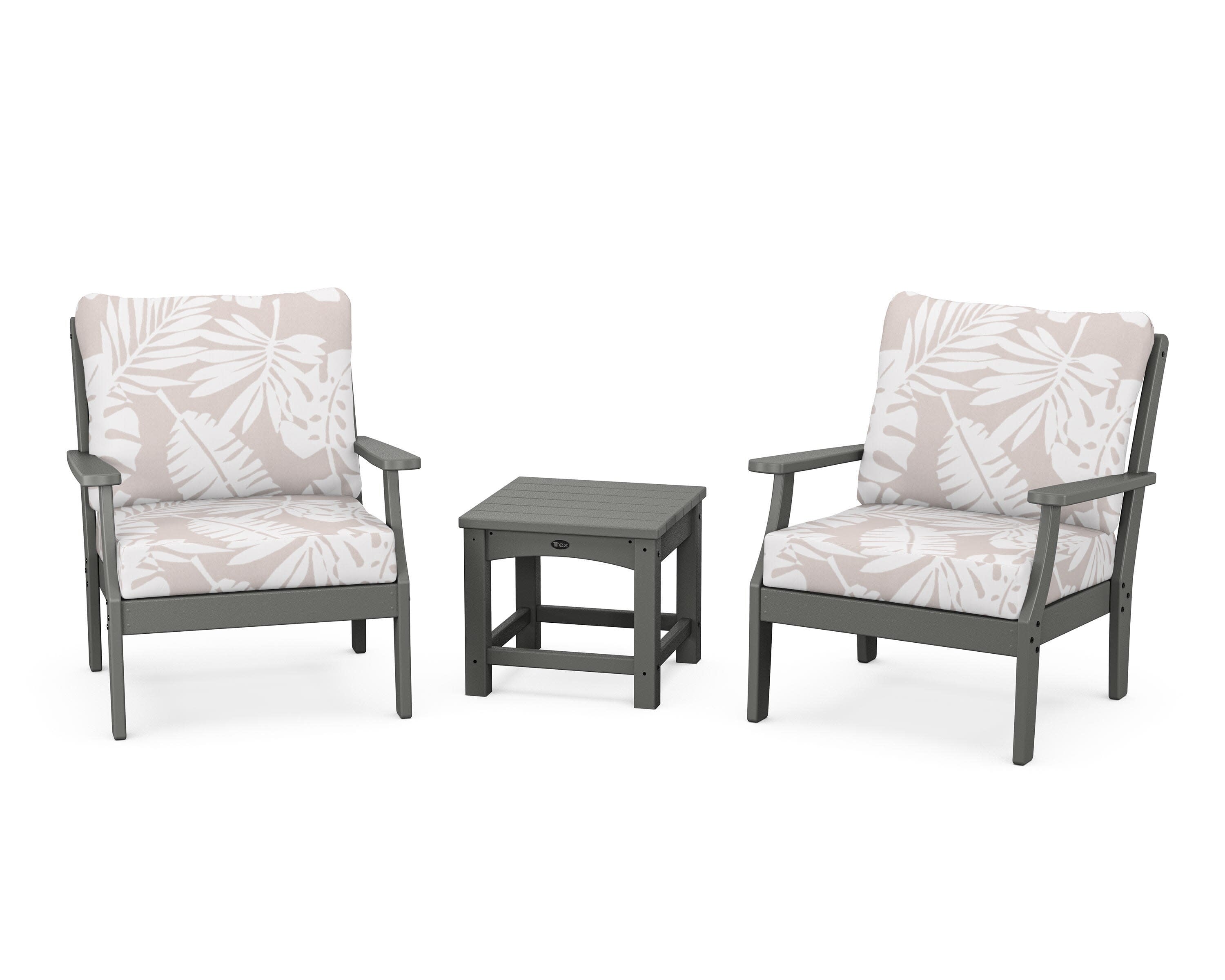 Yacht Club 3-Piece Deep Seating Set in Stepping Stone / Leaf Dune Burlap