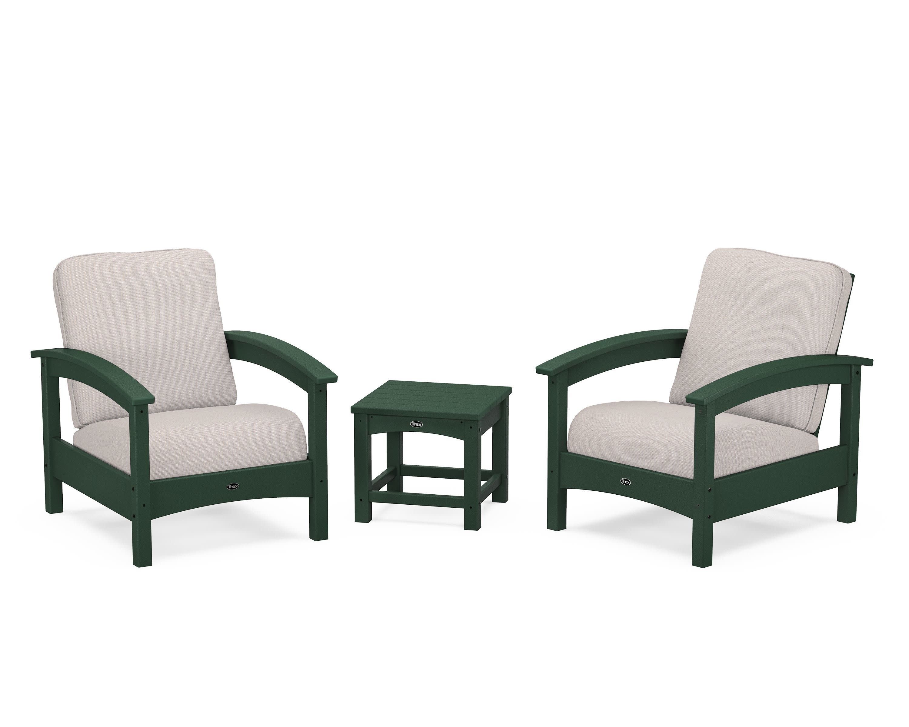 Rockport Club 3-Piece Deep Seating Conversation Set in Rainforest Canopy / Dune Burlap