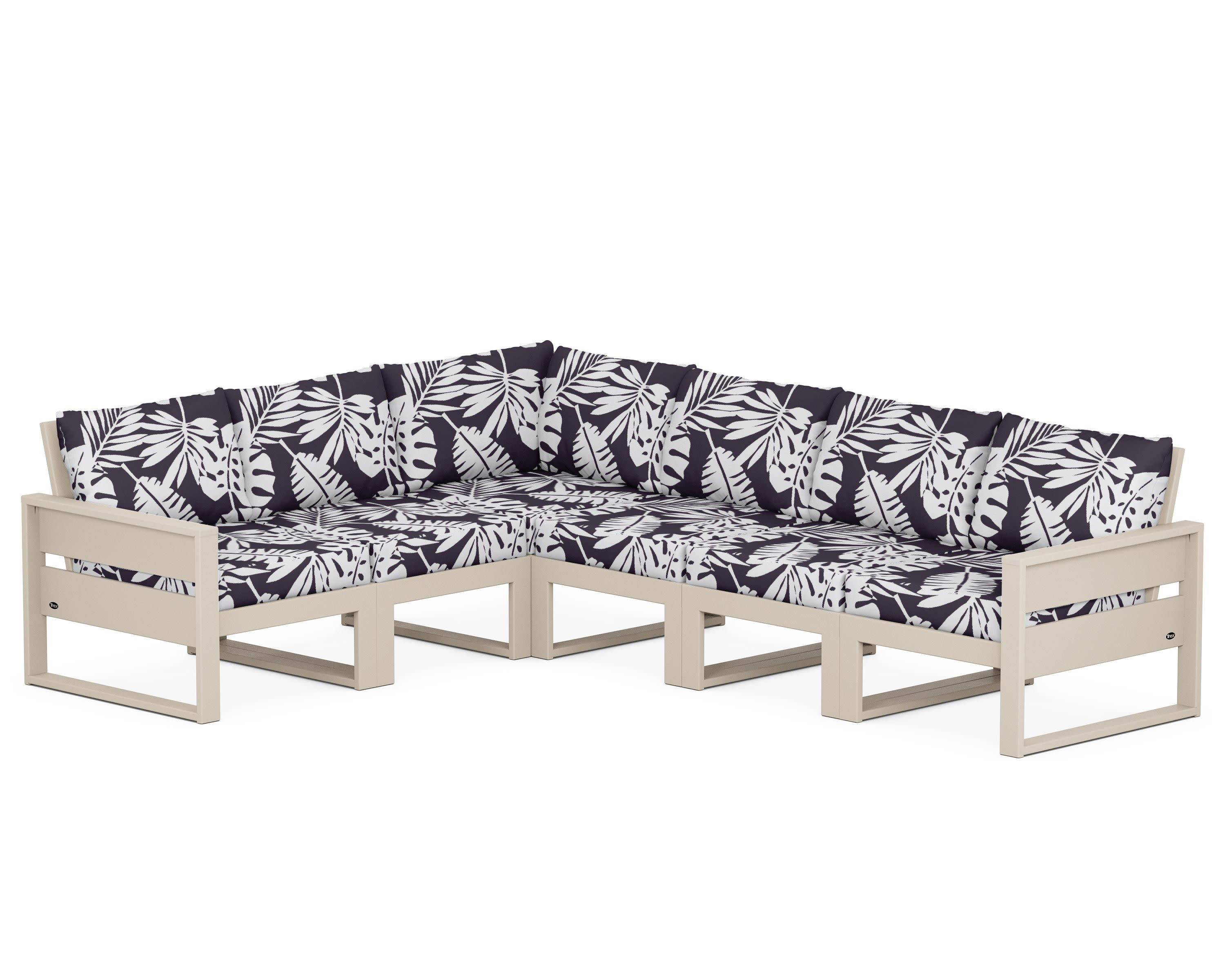 Eastport 6-Piece Sectional in Sand Castle / Leaf Navy