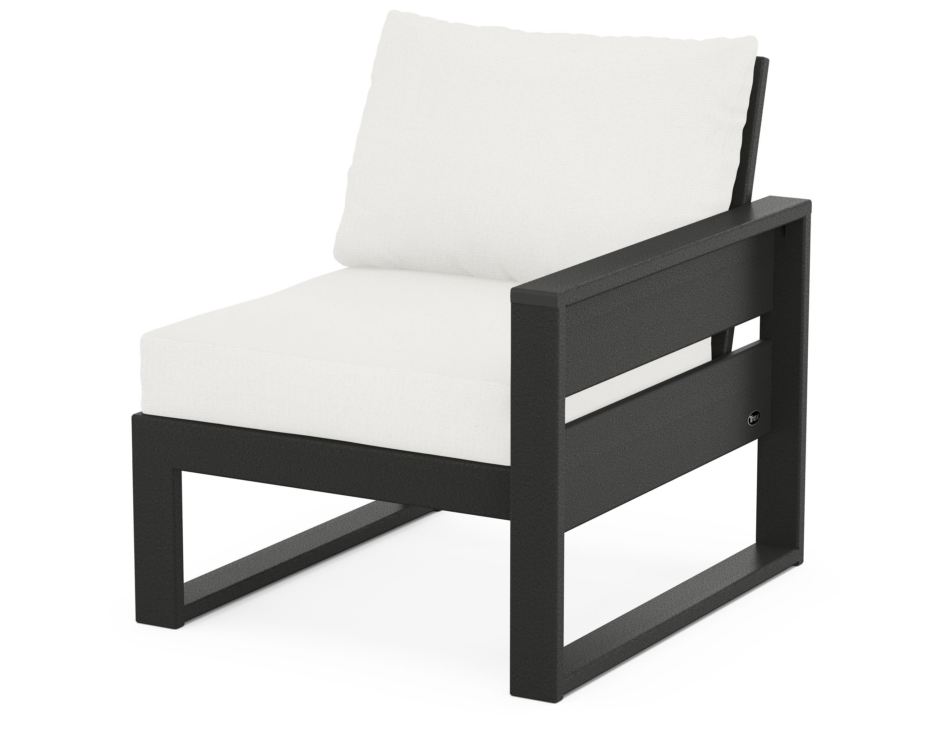 Eastport Modular Right Arm Chair in Charcoal Black / Natural Linen