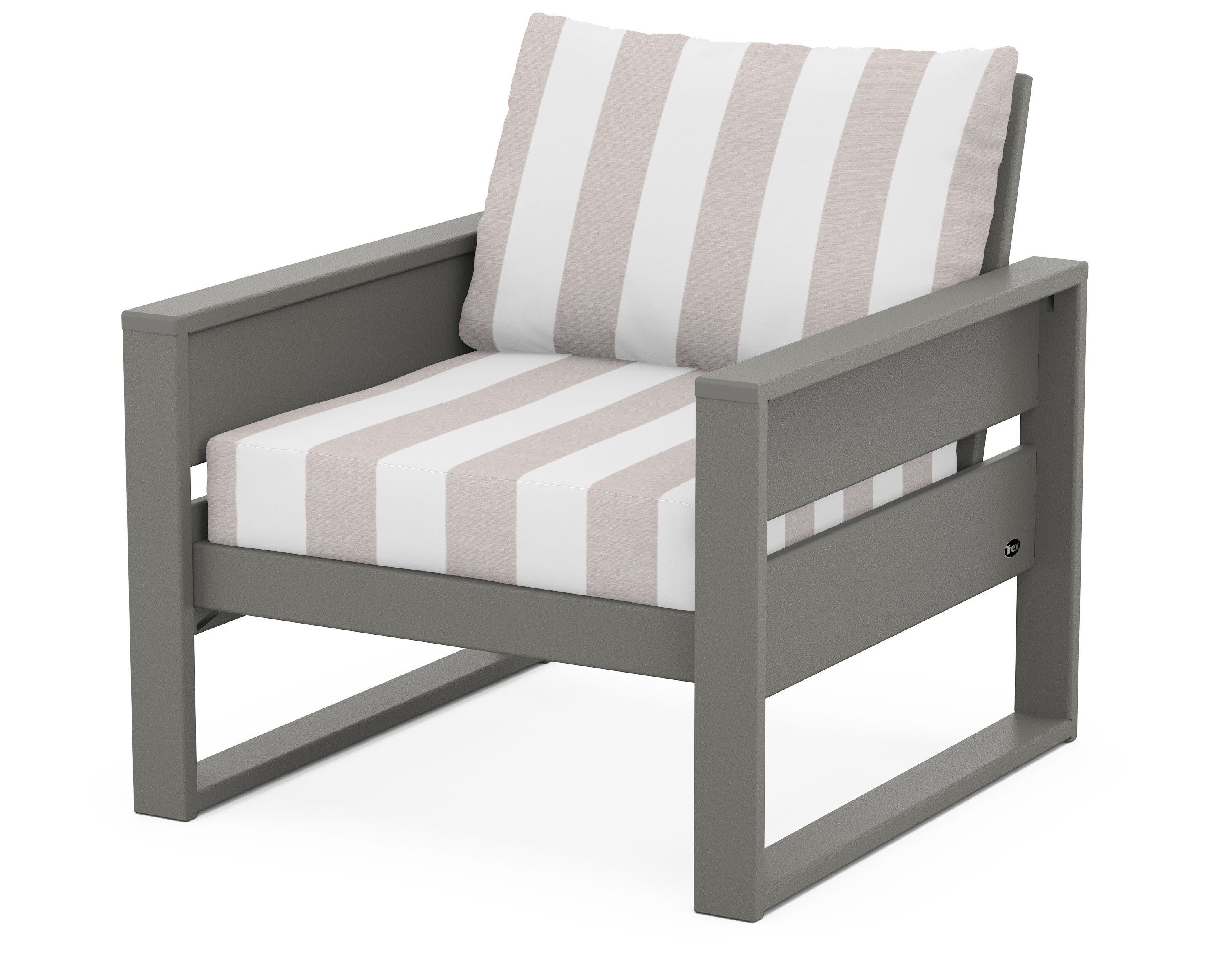 Eastport Club Chair in Stepping Stone / Cabana Stripe Dune Burlap