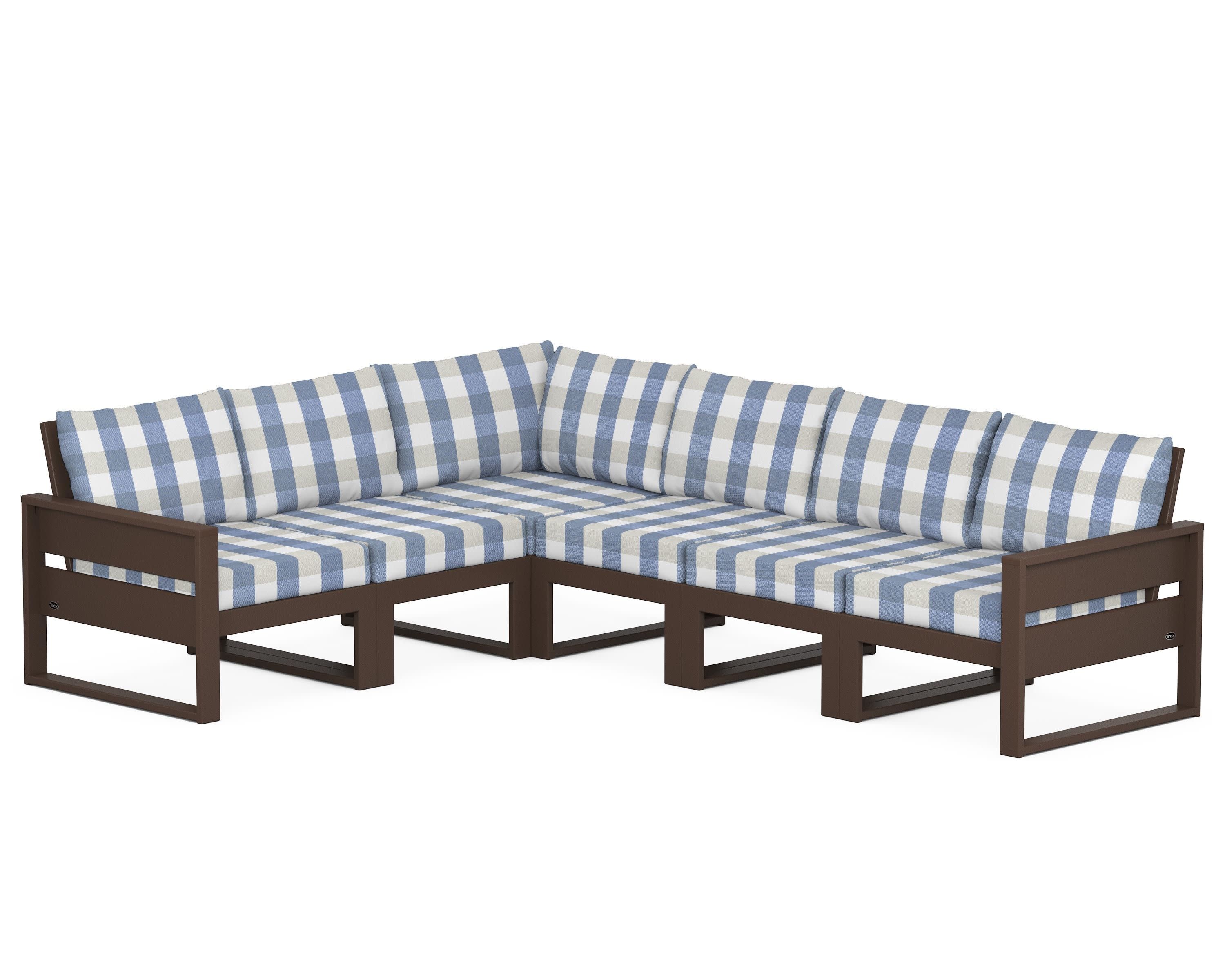 Eastport 6-Piece Sectional in Vintage Lantern / Buffalo Plaid Sky Blue
