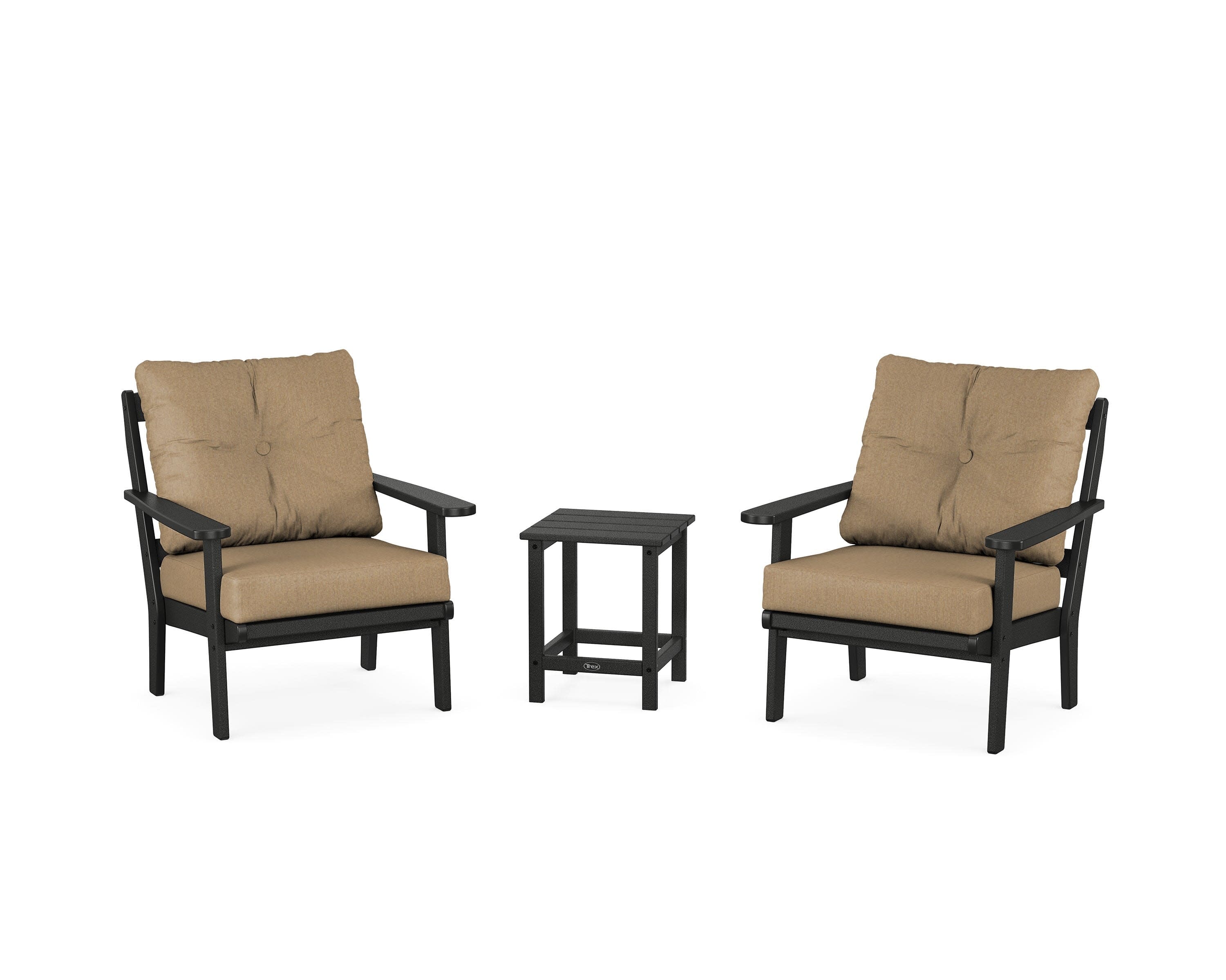 Cape Cod 3-Piece Deep Seating Set in Charcoal Black / Sesame