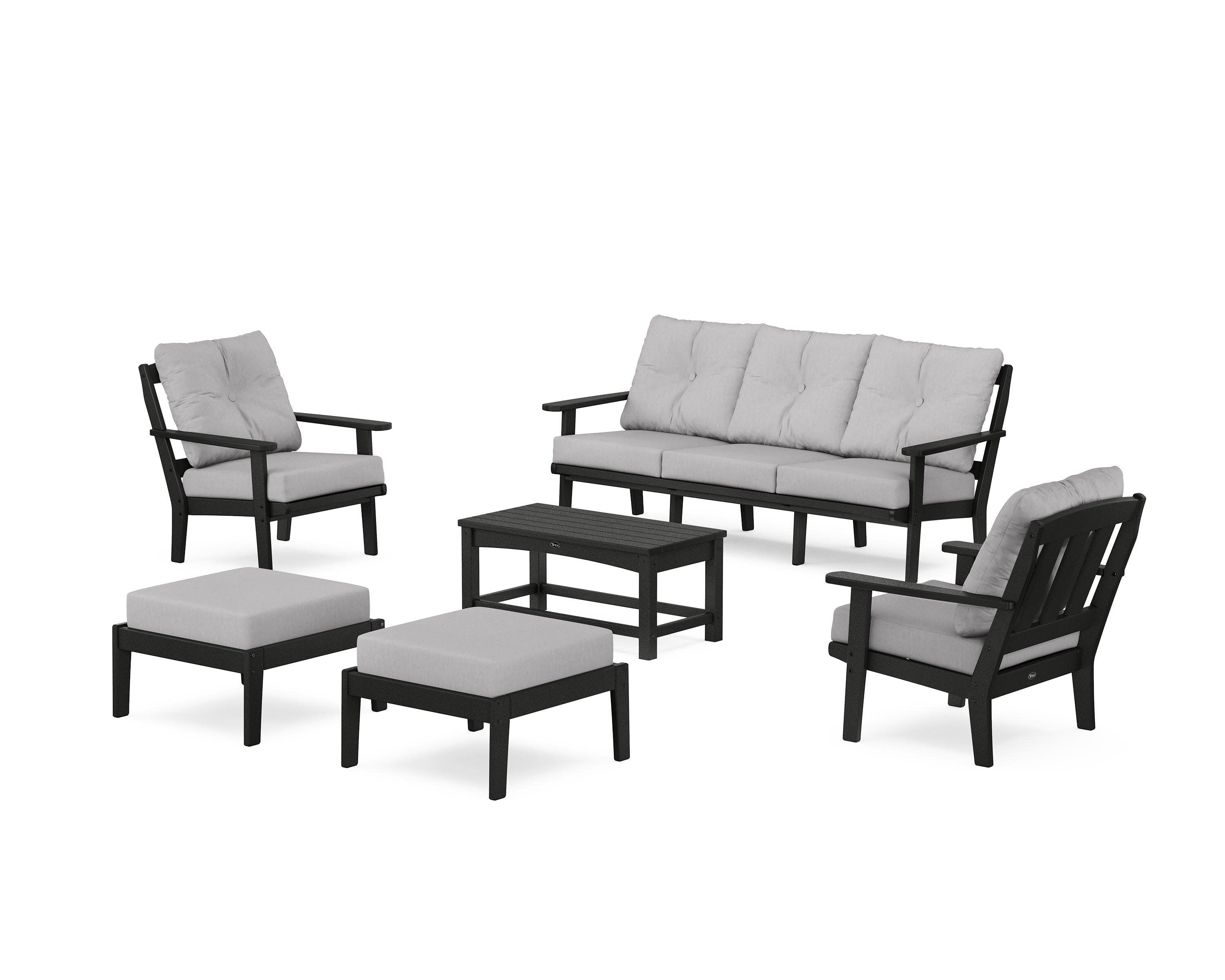Cape Cod 6-Piece Lounge Sofa Set in Charcoal Black / Granite
